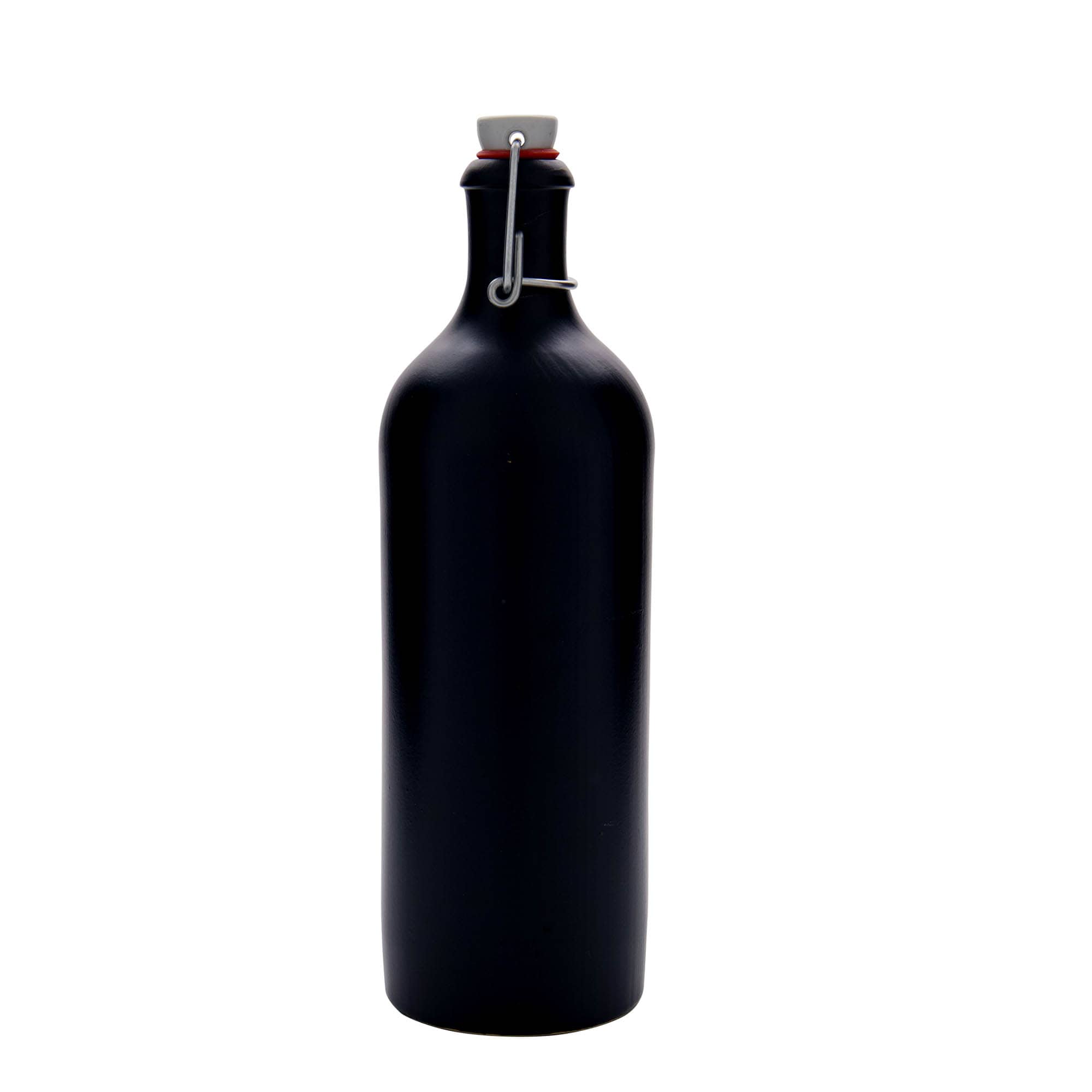 750 ml savinõu, keraamika, must, suuava: klambriga sulgur