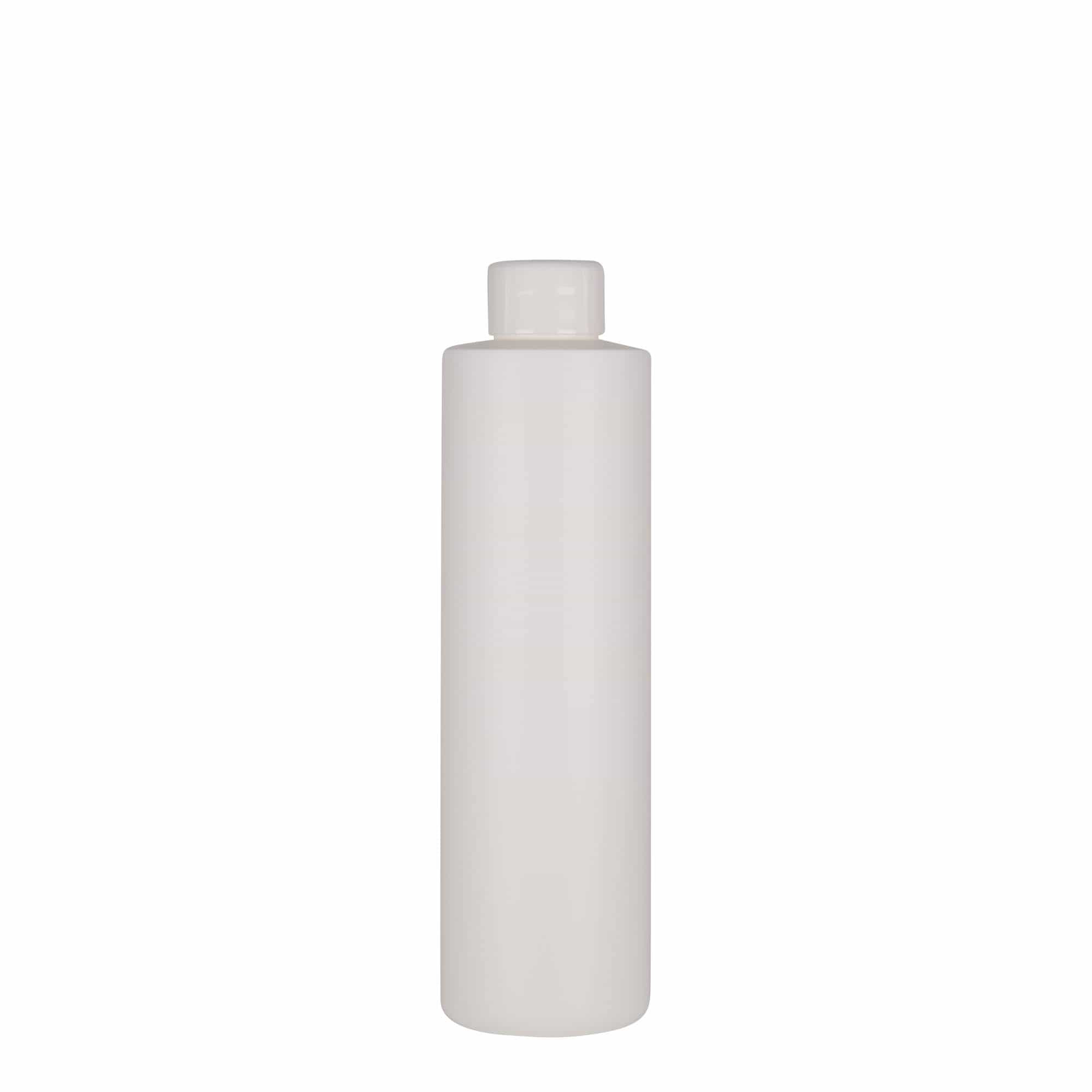 250 ml plastpudel 'Pipe', Green HDPE, valge, sulgur: GPI 24/410
