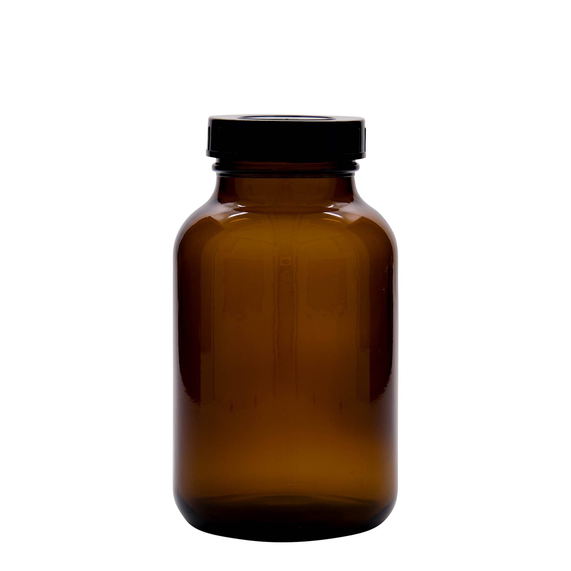 1.000 ml laia kaelaga klaaspurk, pruun, avale: DIN 68