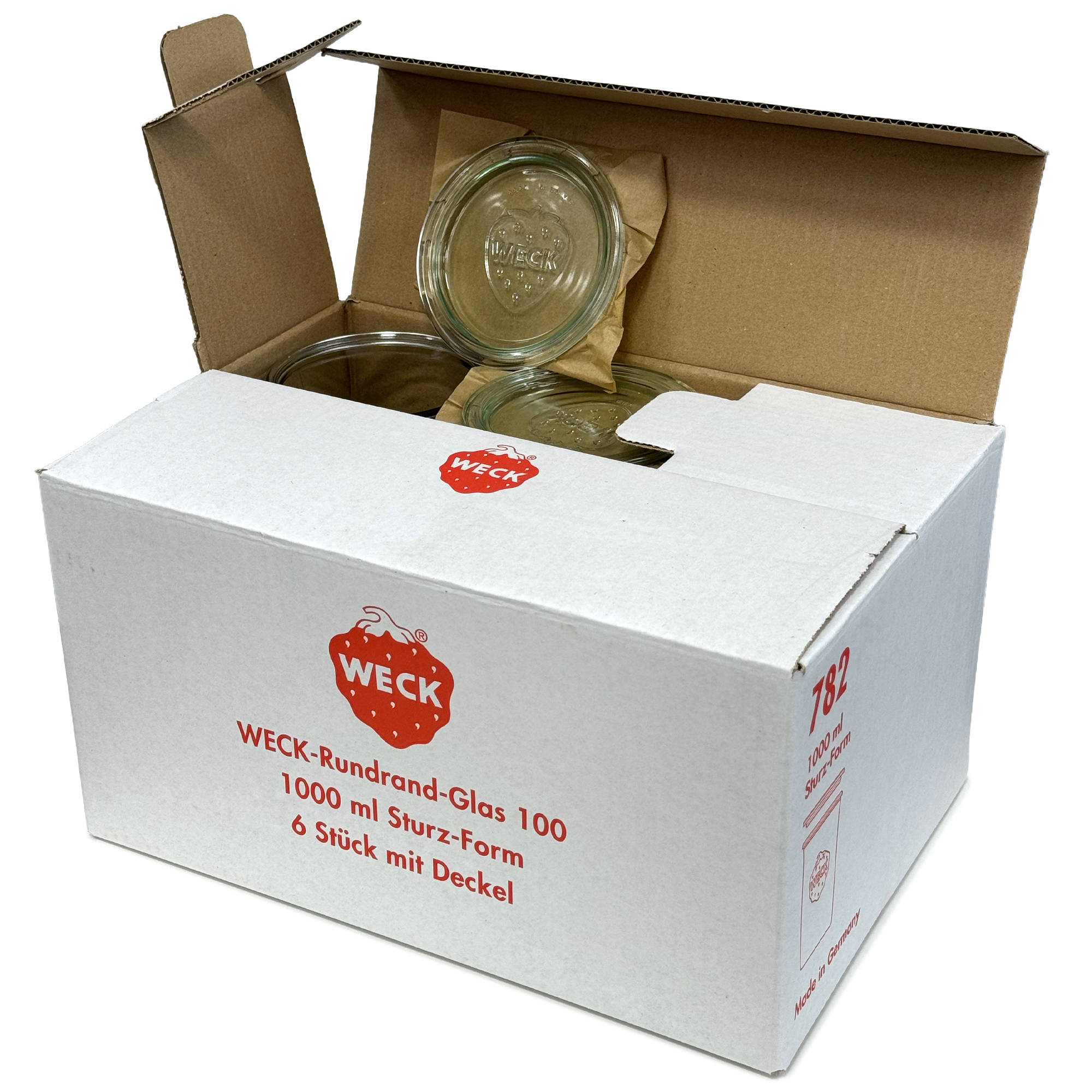6x 1000 ml WECK-klaaspurk klaaskaanega RR 100