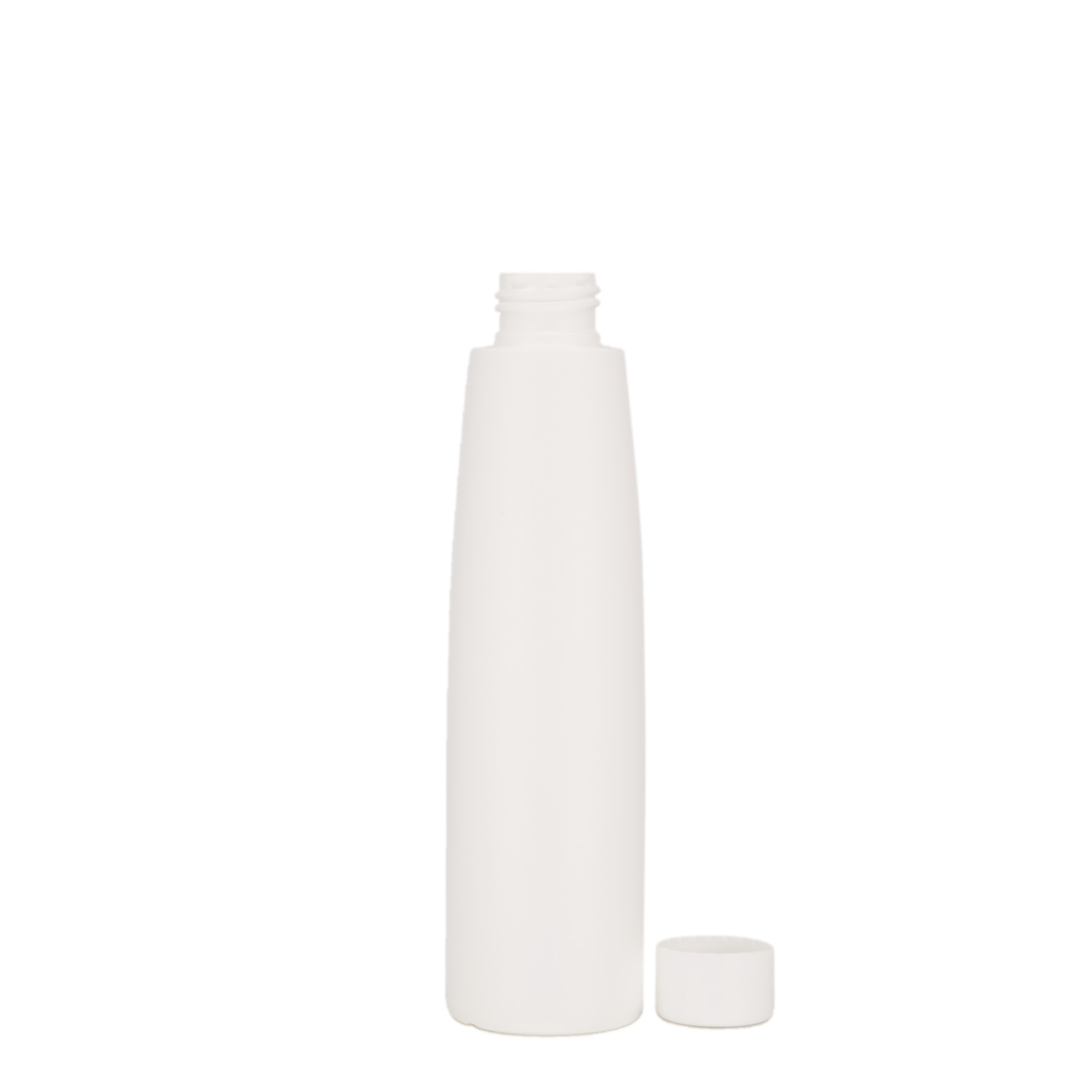 200 ml plastpudel 'Donald', HDPE, valge, sulgur:  24/410