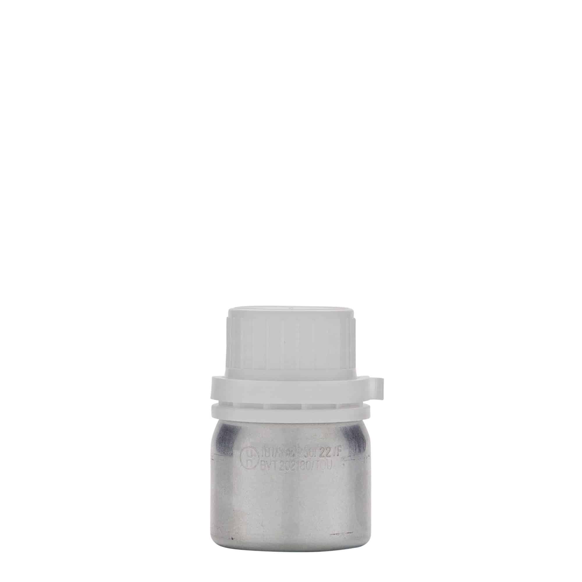 50 ml alumiiniumpudel, metall, hõbedane, sulgur: DIN 32