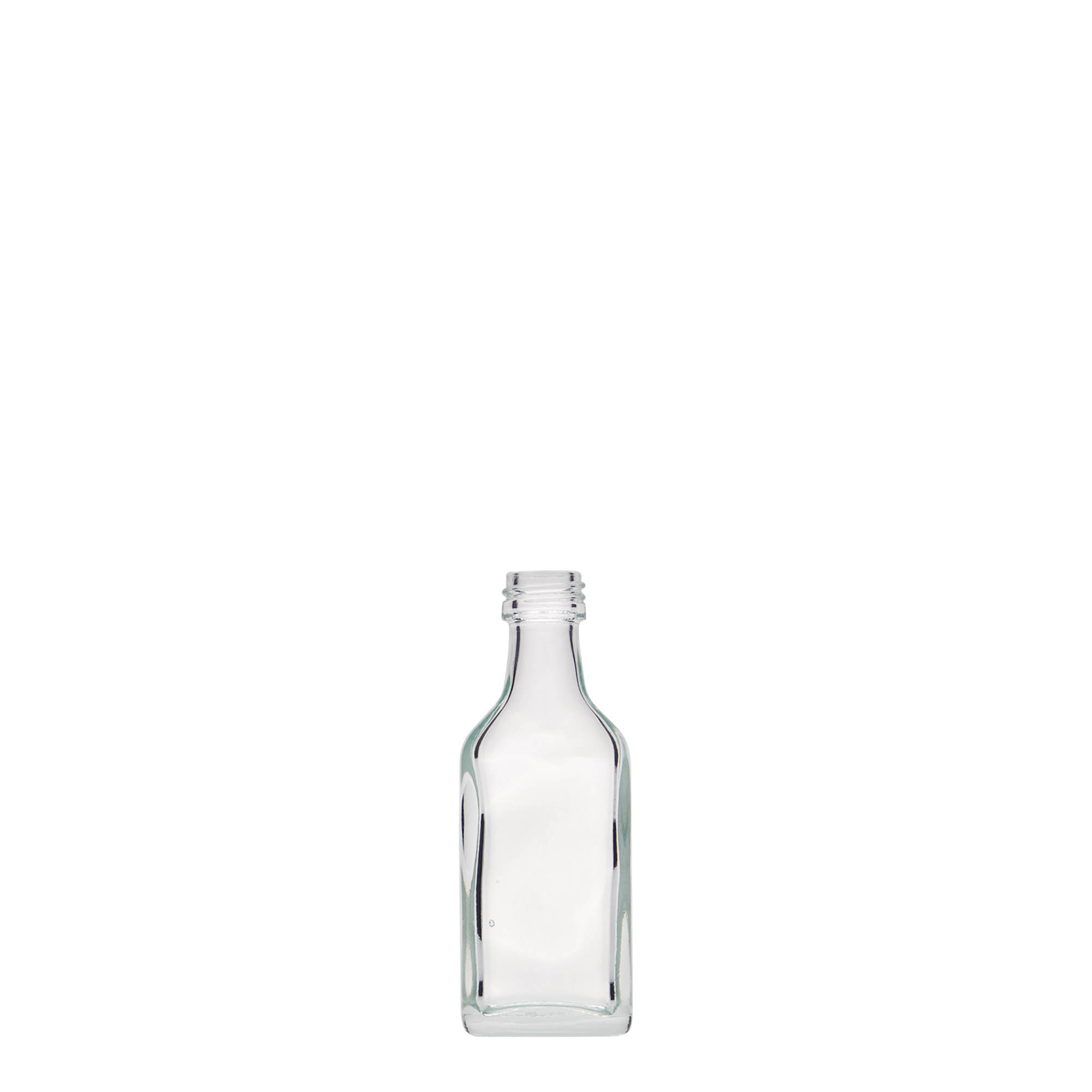 20 ml taskupudel, ristkülikukujuline, klaas, suuava: PP 18 20 ml taskupudel, ristkülikukujuline, klaas, suuava: PP 18