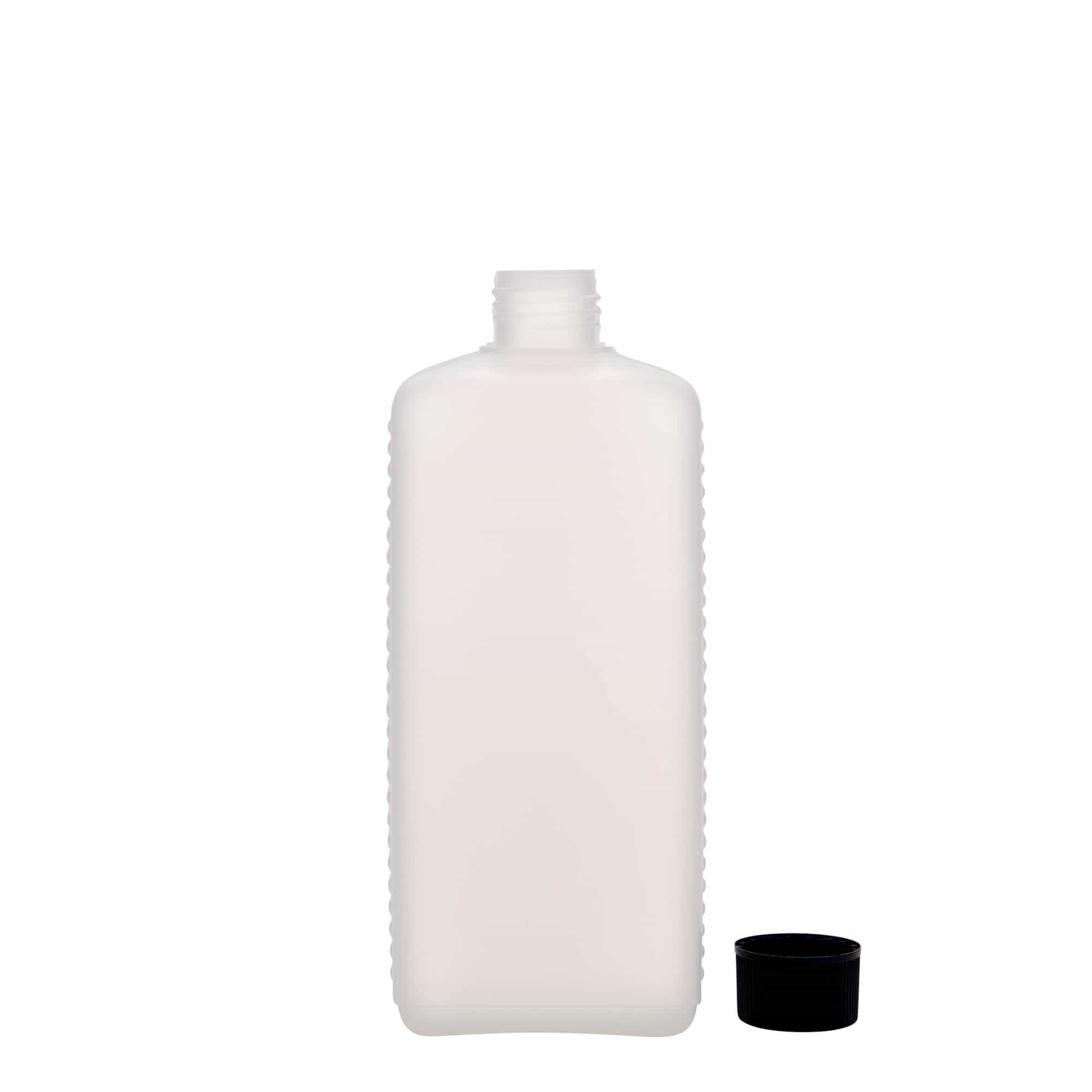 500 ml kanisterpudel, ristkülikukujuline, HDPE-plast, loomulik värv, sulgur: DIN 25 EPE