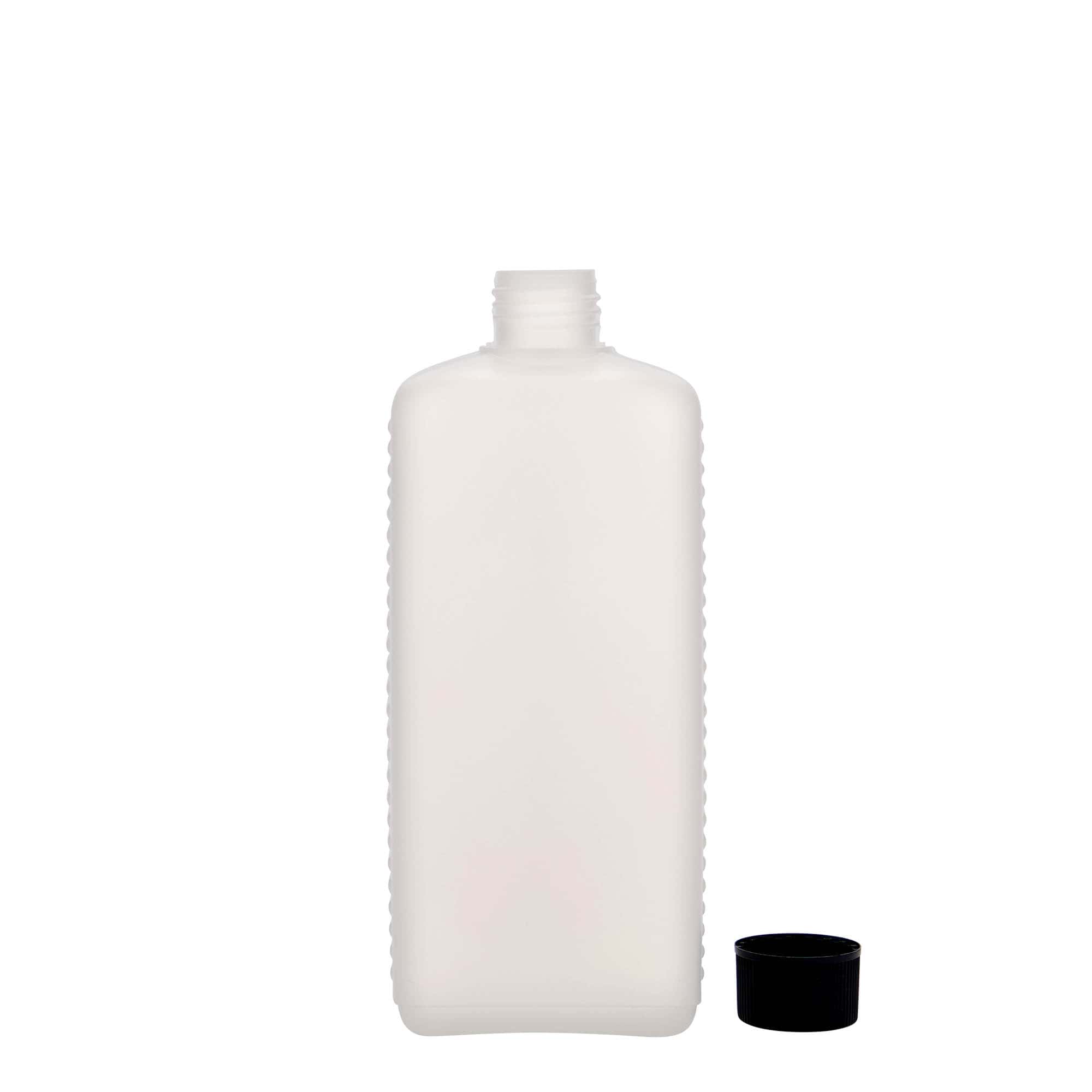 500 ml kanistripudel, ristkülikukujuline, HDPE-plast, naturaalne, suuava: DIN 25 EPE