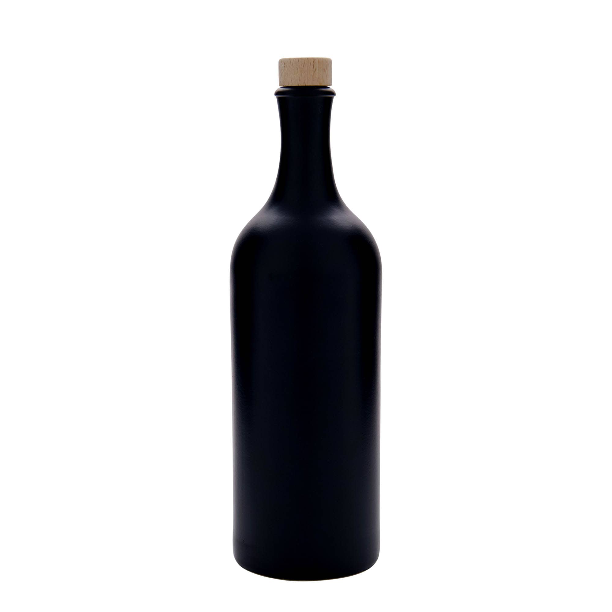 750 ml pika kaelaga keraamiline pudel, kivikeraamika, must, sulgur: kork