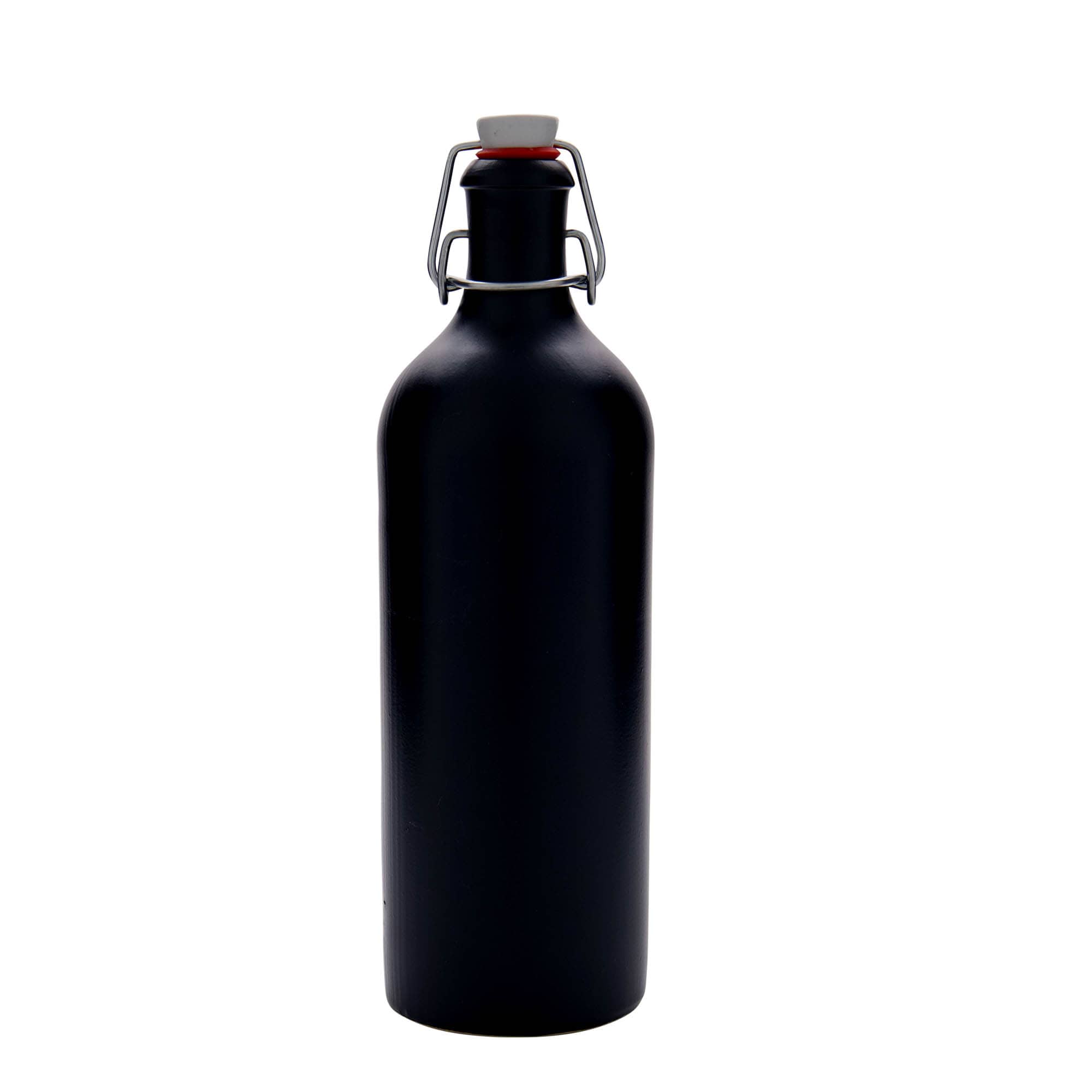 750 ml savinõu, keraamika, must, suuava: klambriga sulgur