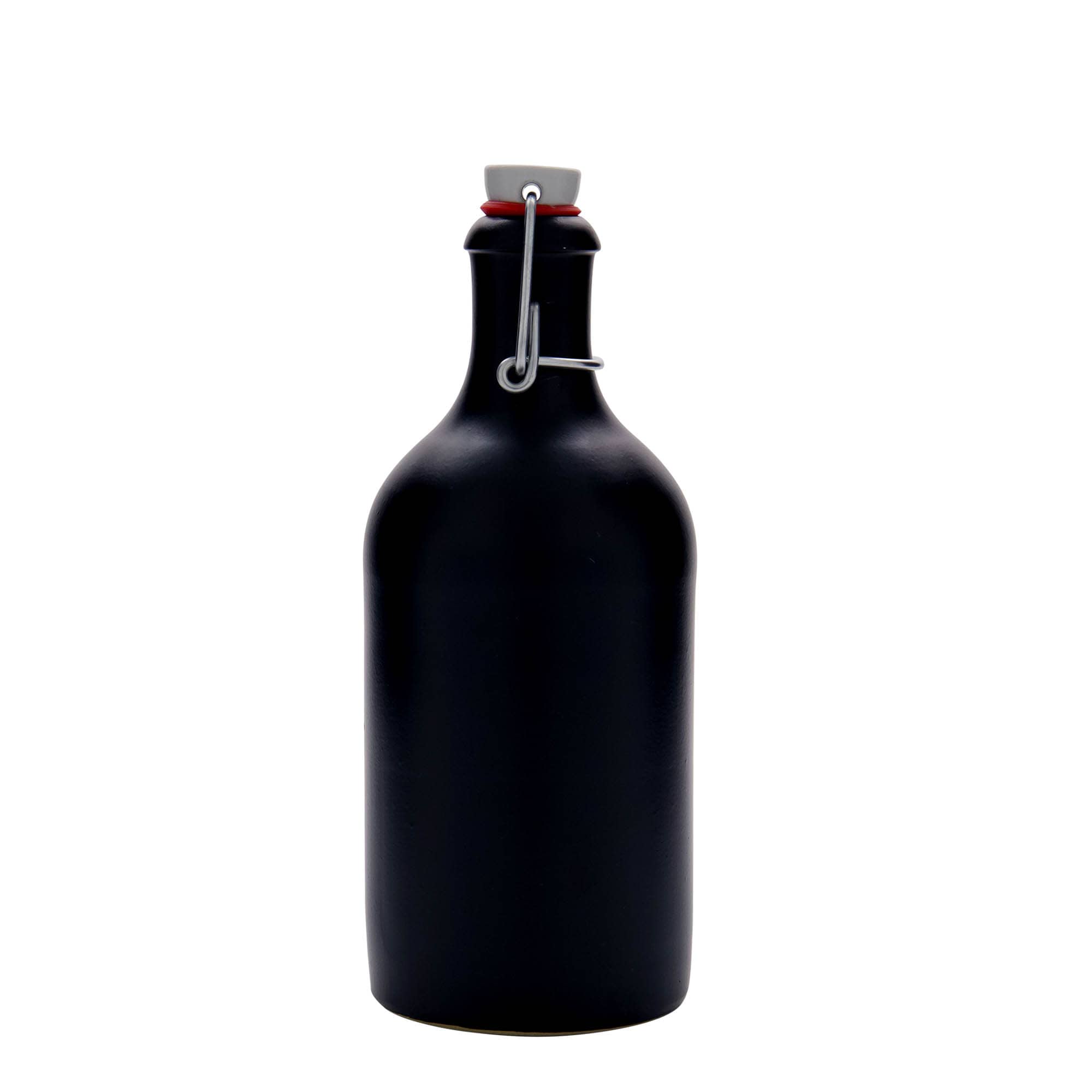 500 ml keraamiline pudel, kivikeraamika, must, sulgur: kork