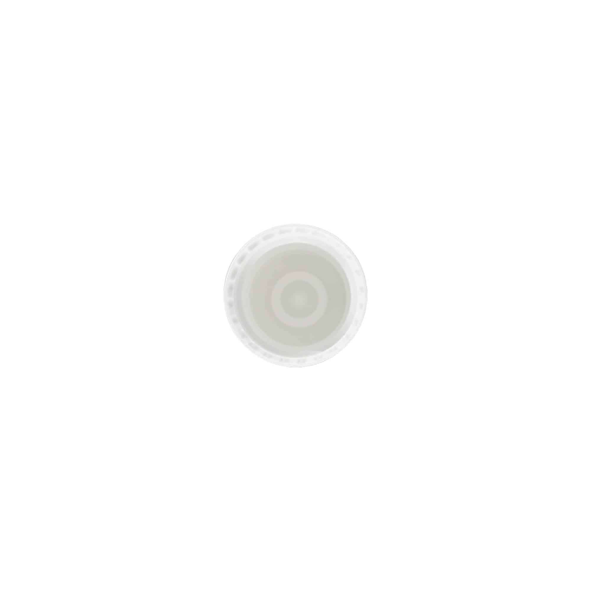 Korgid 10 ml rullpudeli jaoks, PP-plast, valge, suuava jaoks: keeratava korgiga sulgur