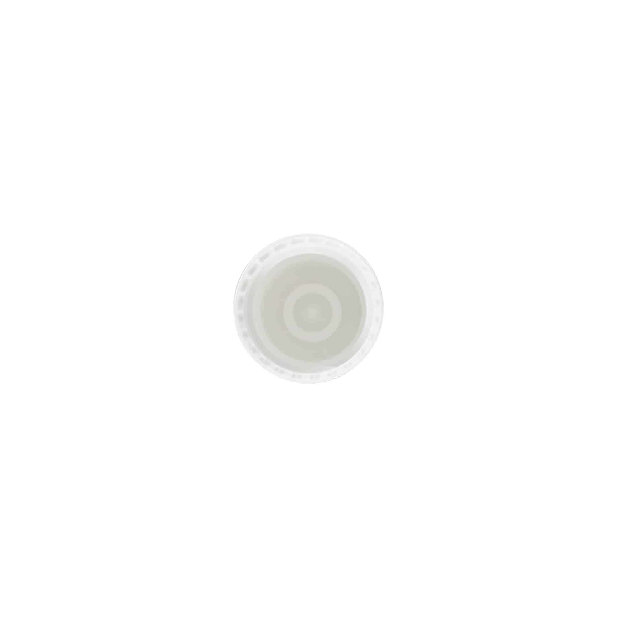 Korgid 10 ml rullpudeli jaoks, PP-plast, valge, suuava jaoks: keeratava korgiga sulgur