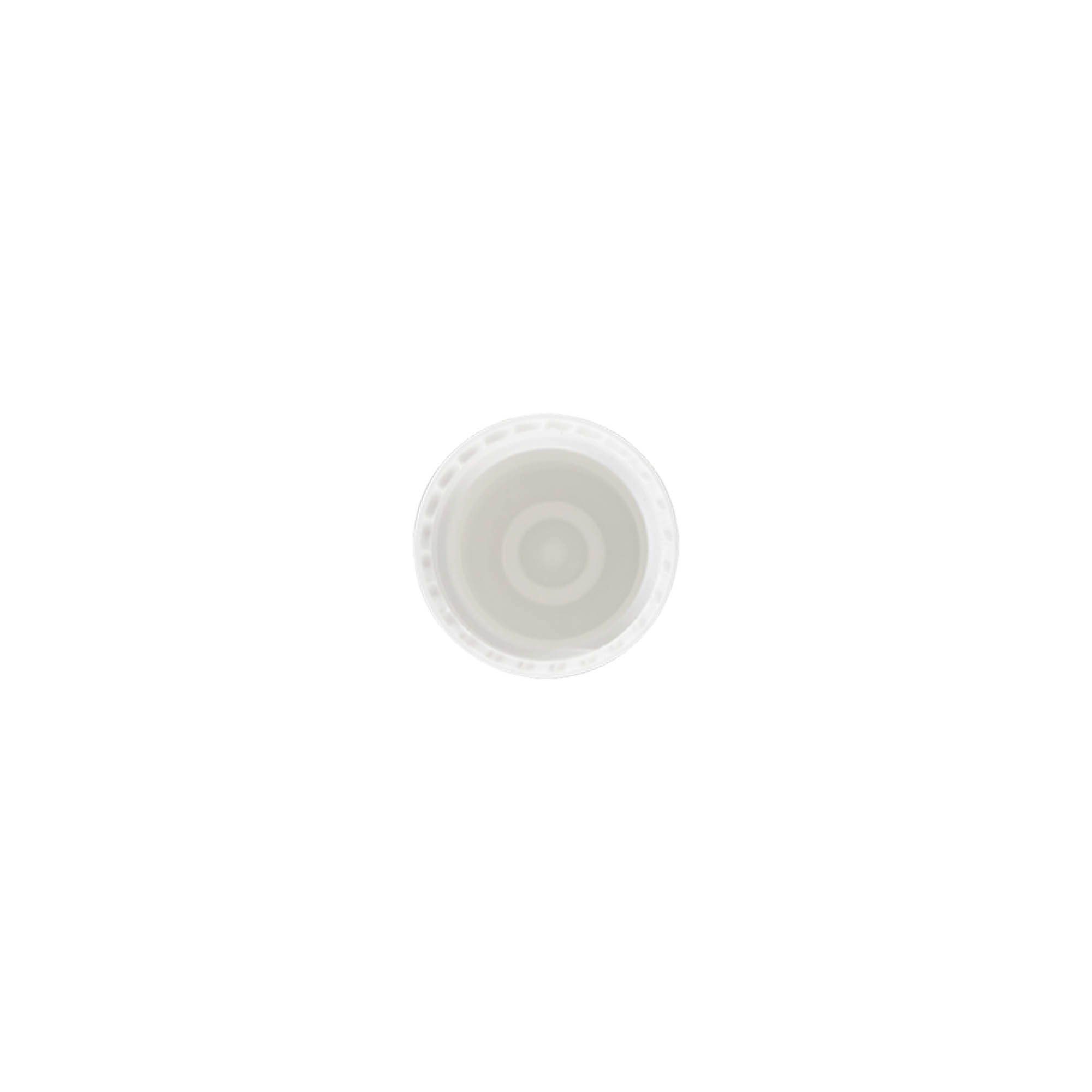 Korgid 10 ml rullpudeli jaoks, PP-plast, valge, suuava jaoks: keeratava korgiga sulgur Korgid 10 ml rullpudeli jaoks, PP-plast, valge, suuava jaoks: keeratava korgiga sulgur