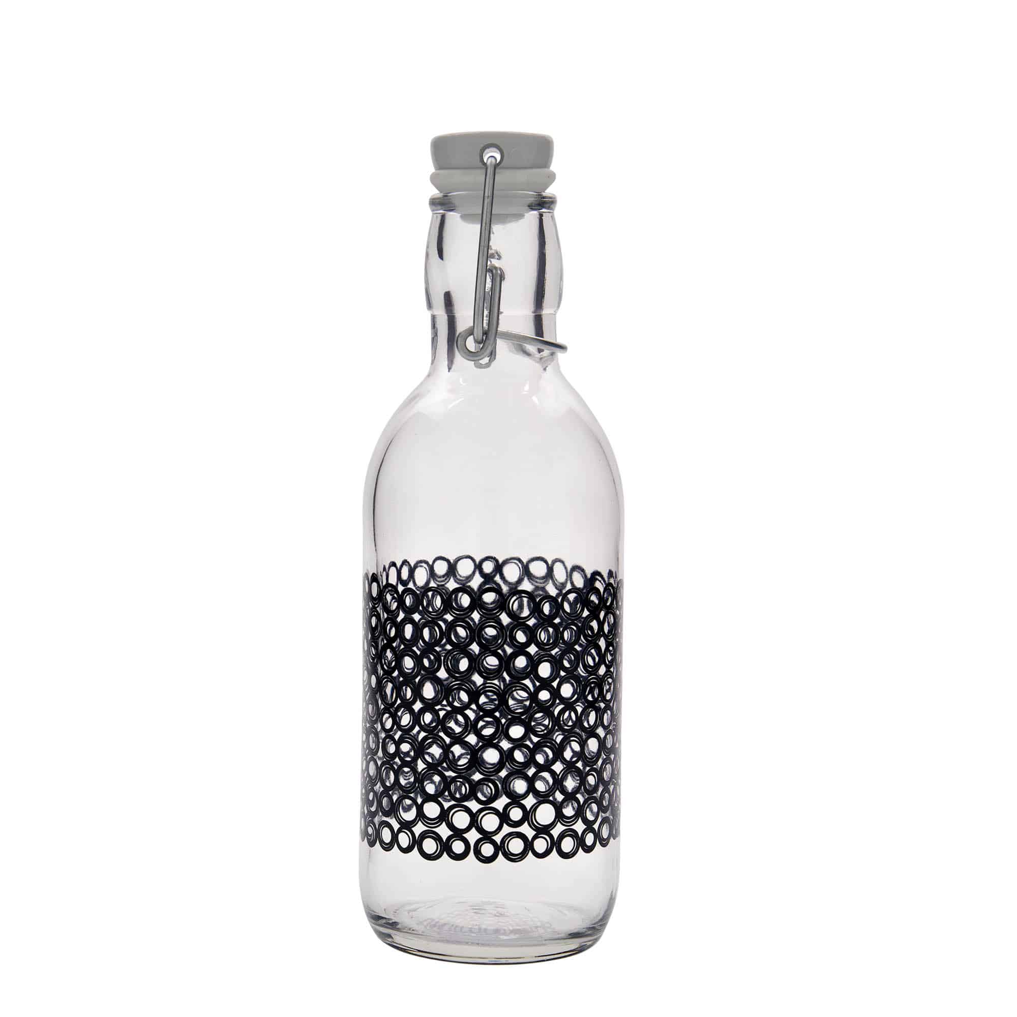 500 ml klaaspudel 'Emilia', motiiv: Circola nero, sulgur: traatkork