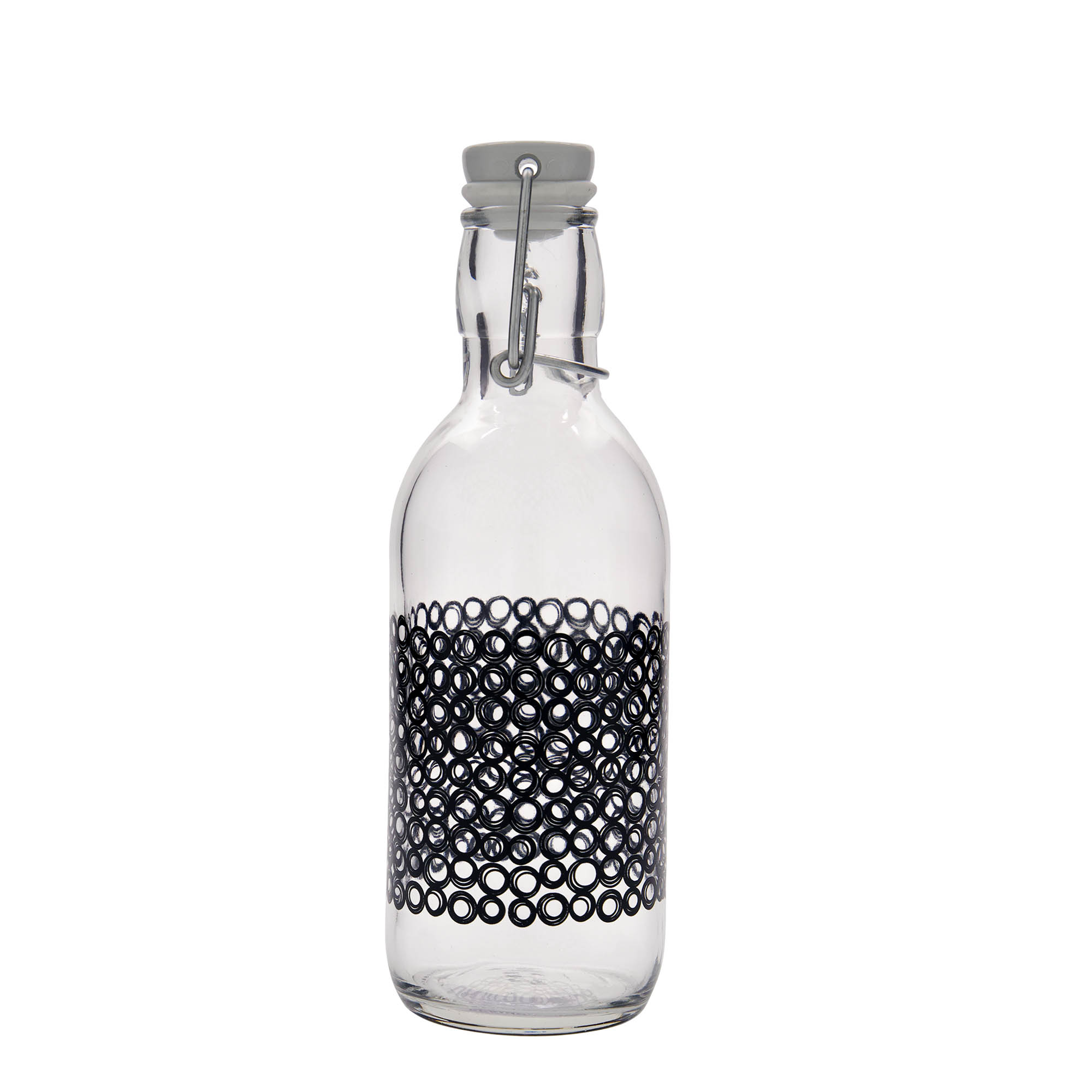 500 ml klaaspudel 'Emilia', motiiv: Circola nero, suuava: klambrikork