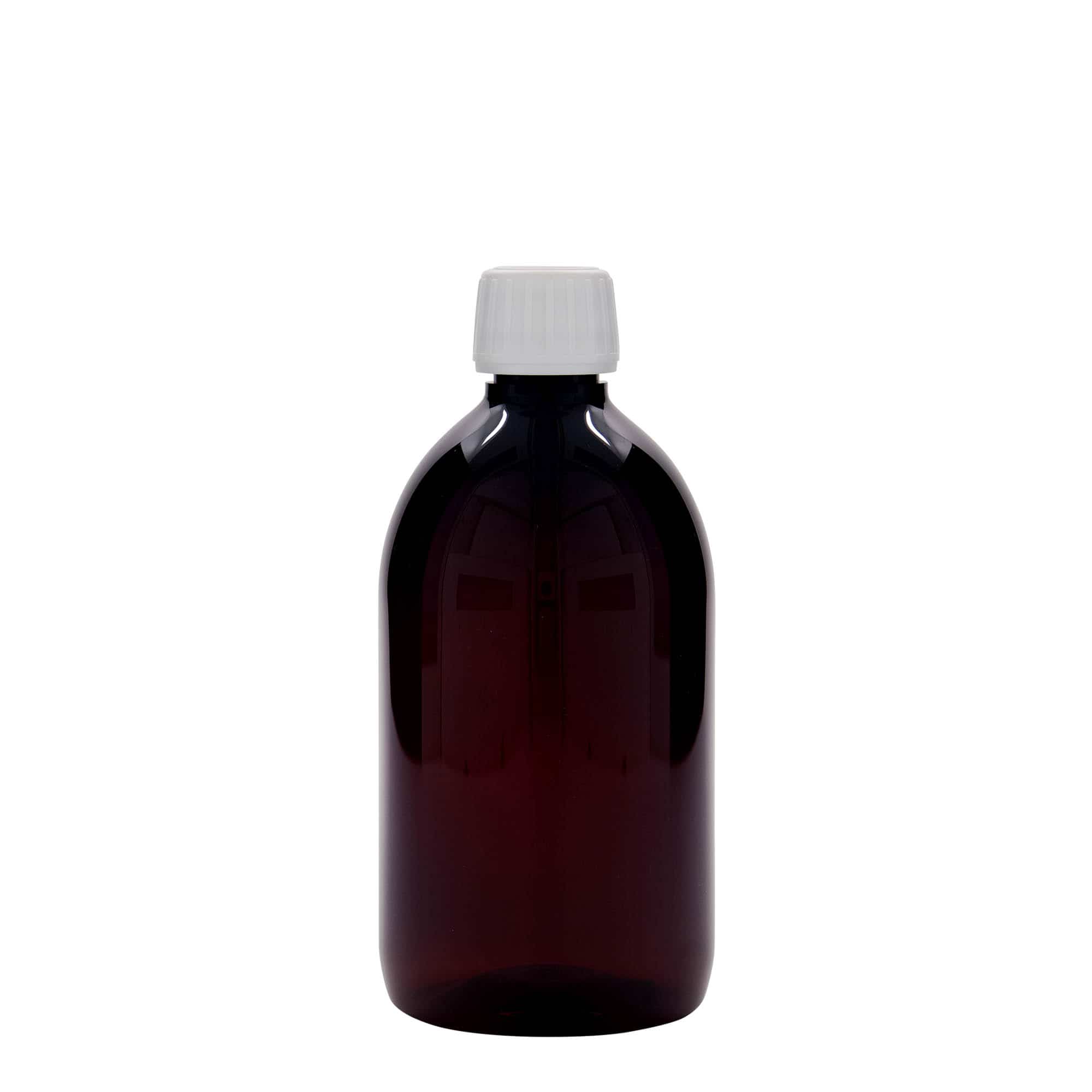 500 ml PET-rohupudel, pruun, plast, sulgur: PP 28