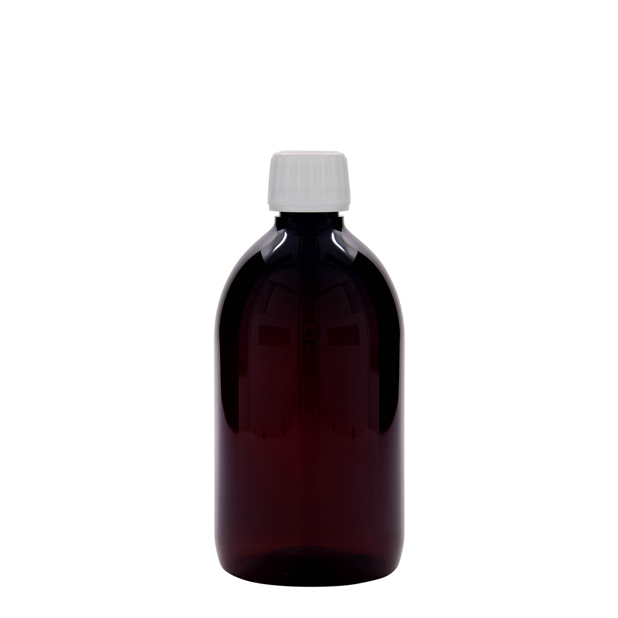500 ml PET-ravimipudel, pruun, plastik, suu: PP 28
