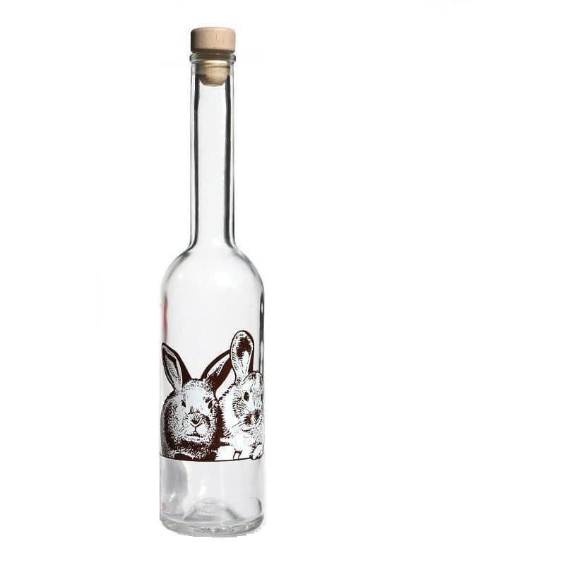 500 ml klaaspudel 'Opera', motiiv: küülik, suu: kork