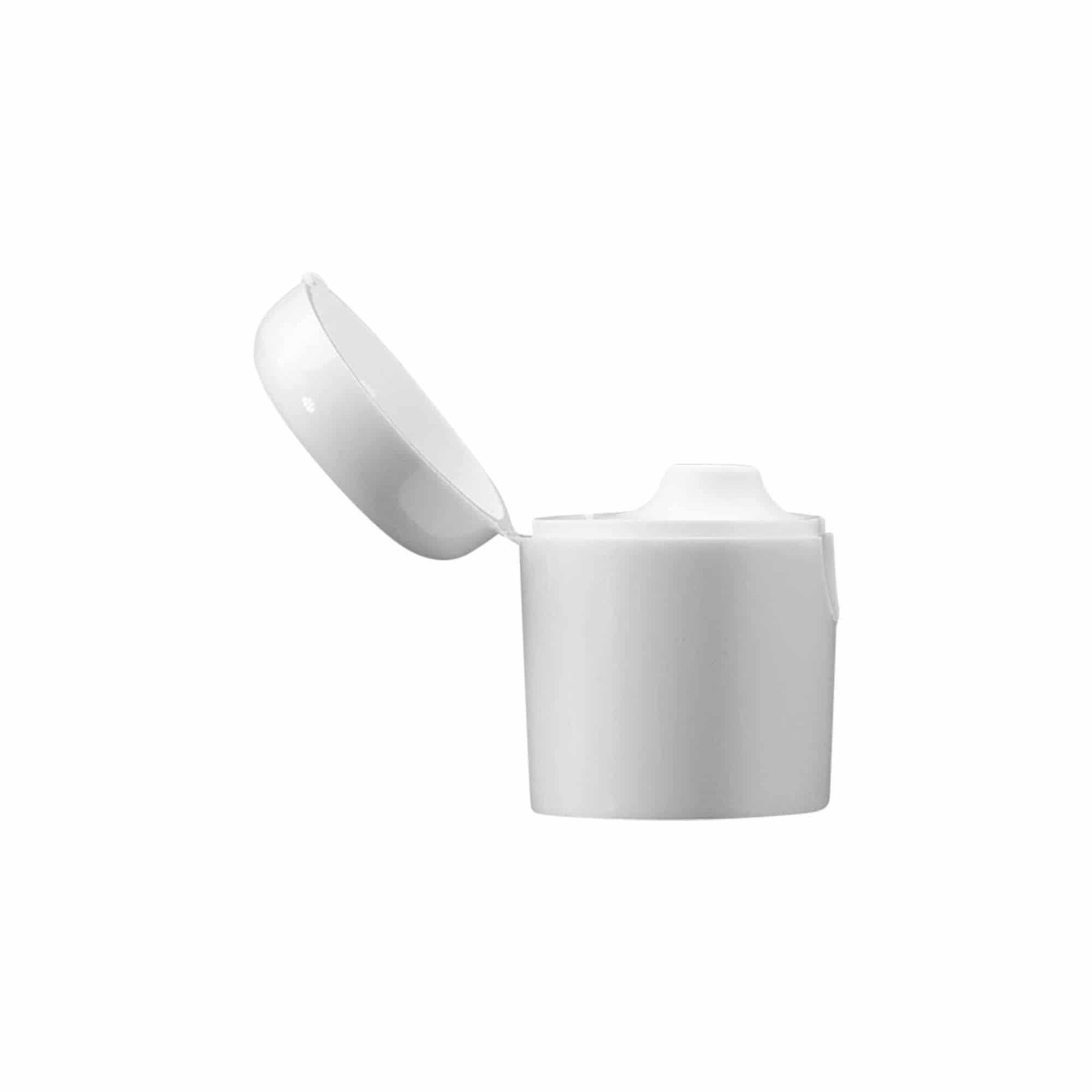 Kruviga kaanega klapplukk 'Indy' jaoks, plastik, valge