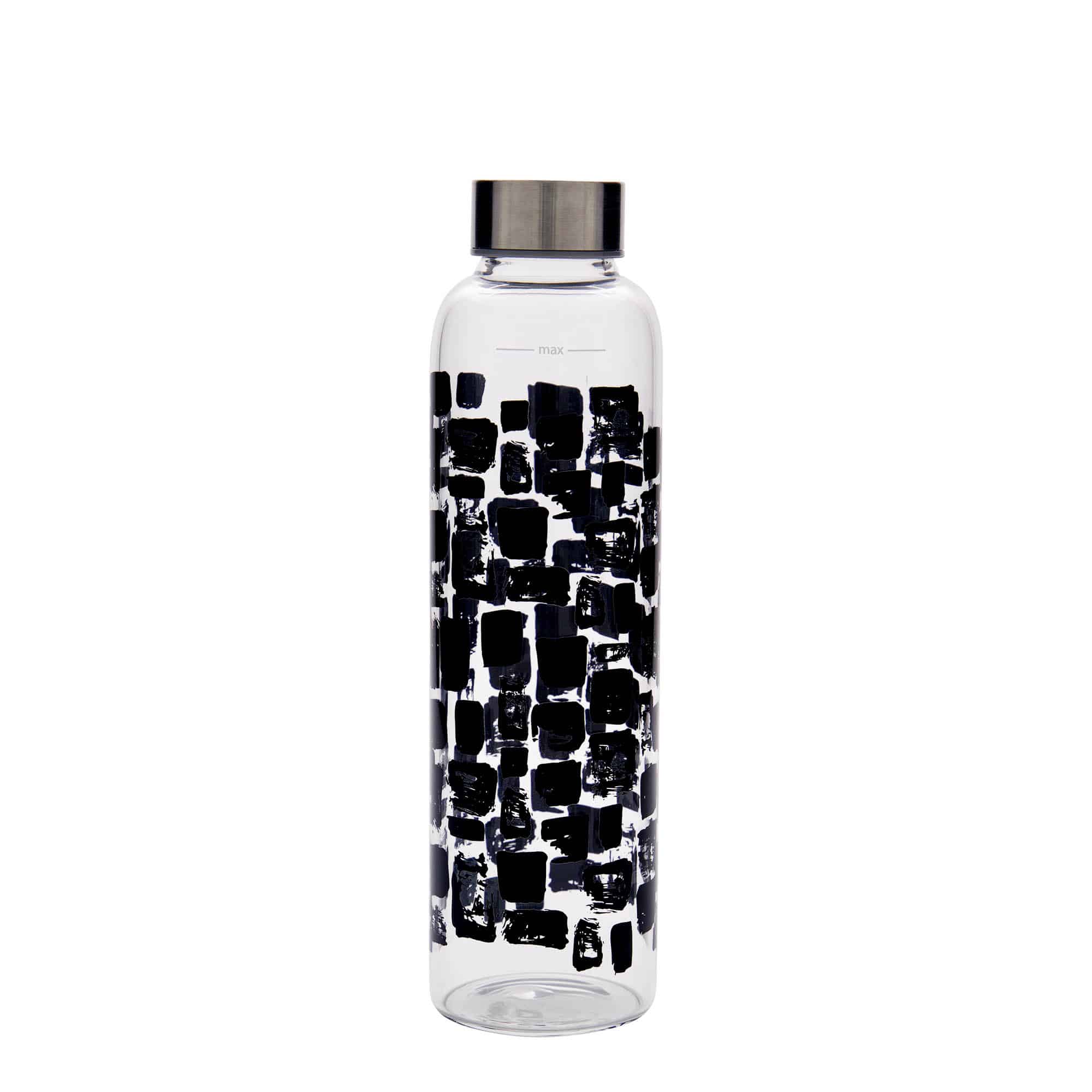 500 ml joogipudel 'Perseus', motiiv: mustad ristkülikud, sulgur: keeratav kork