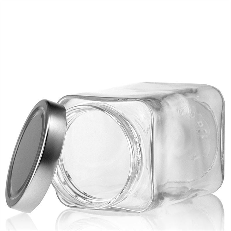 720 ml ruudukujuline klaaspurk „Ikarus“, avale: sügav keeratava kaanega (DTO 82)