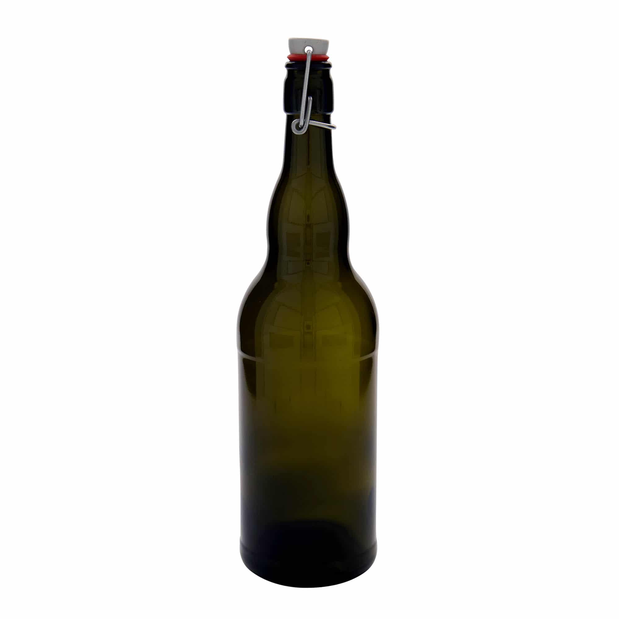 1000 ml õllepudel Belgia, klaas, antiikroheline, sulgur: traatkork