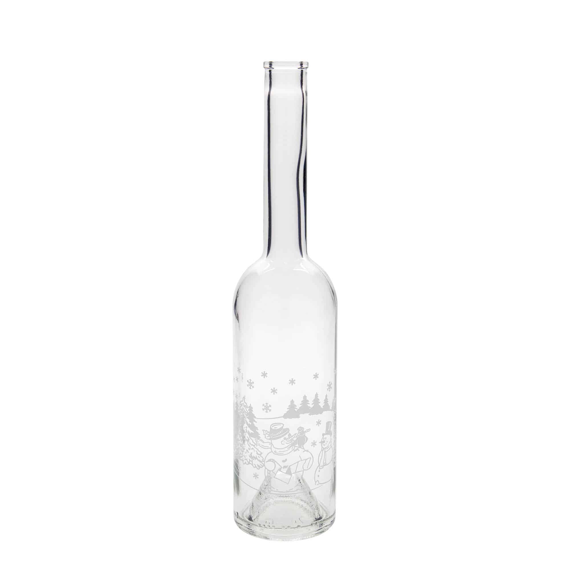500 ml klaaspudel 'Opera', motiiv: lumememmedega pudel, sulgur: kork