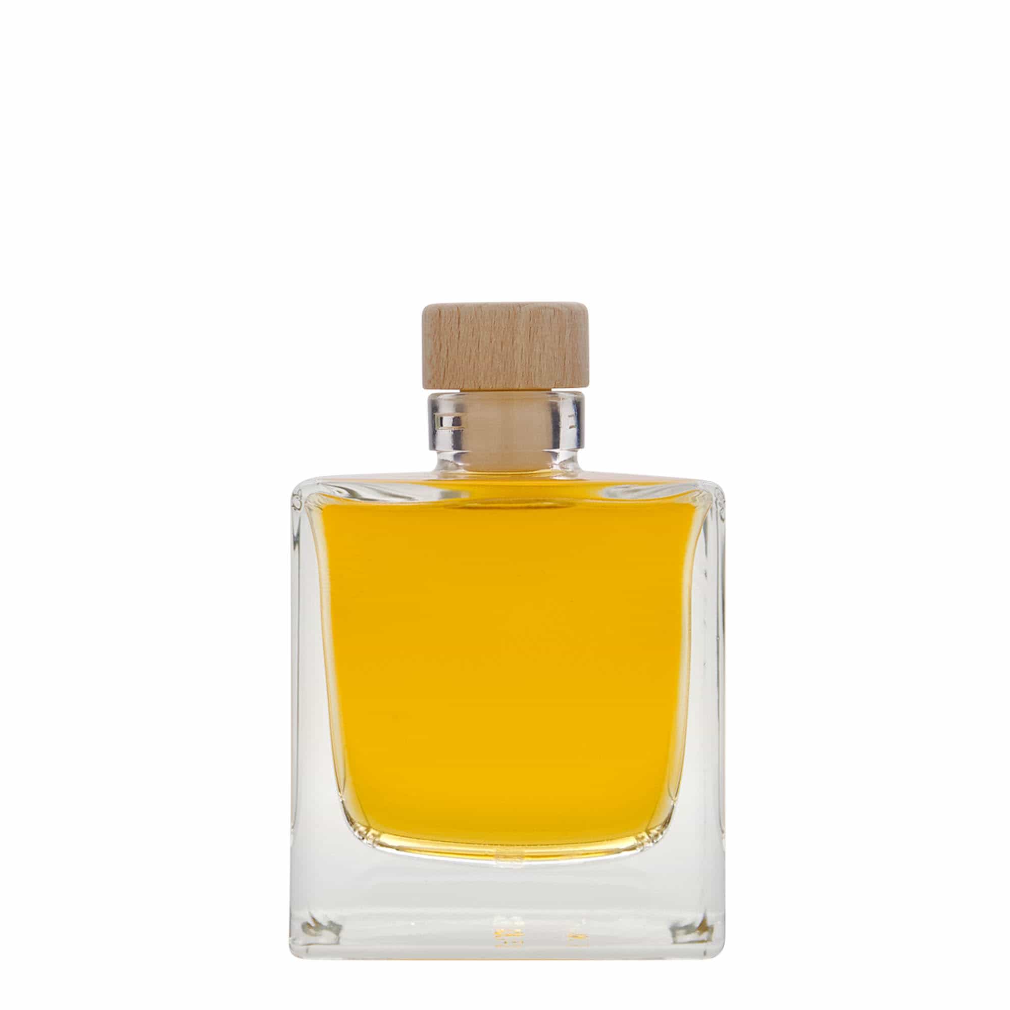 200 ml klaaspudel 'Cube', ruudukujuline, sulgur: kork