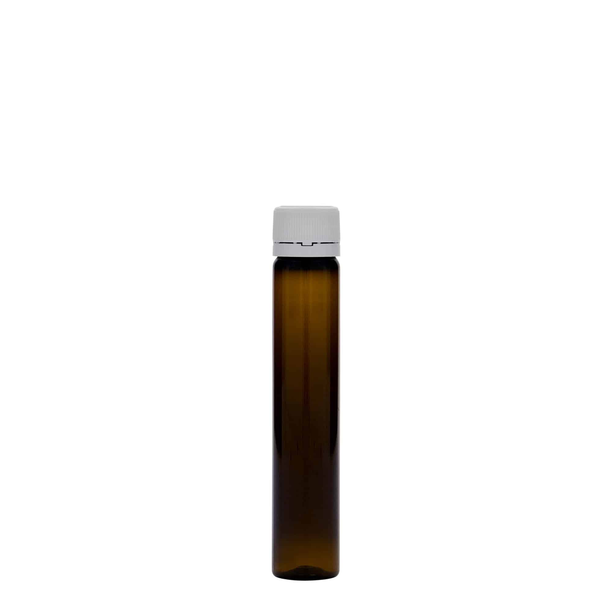 25 ml PET-proovianum, plast, pruun, sulgur: keeratav kork