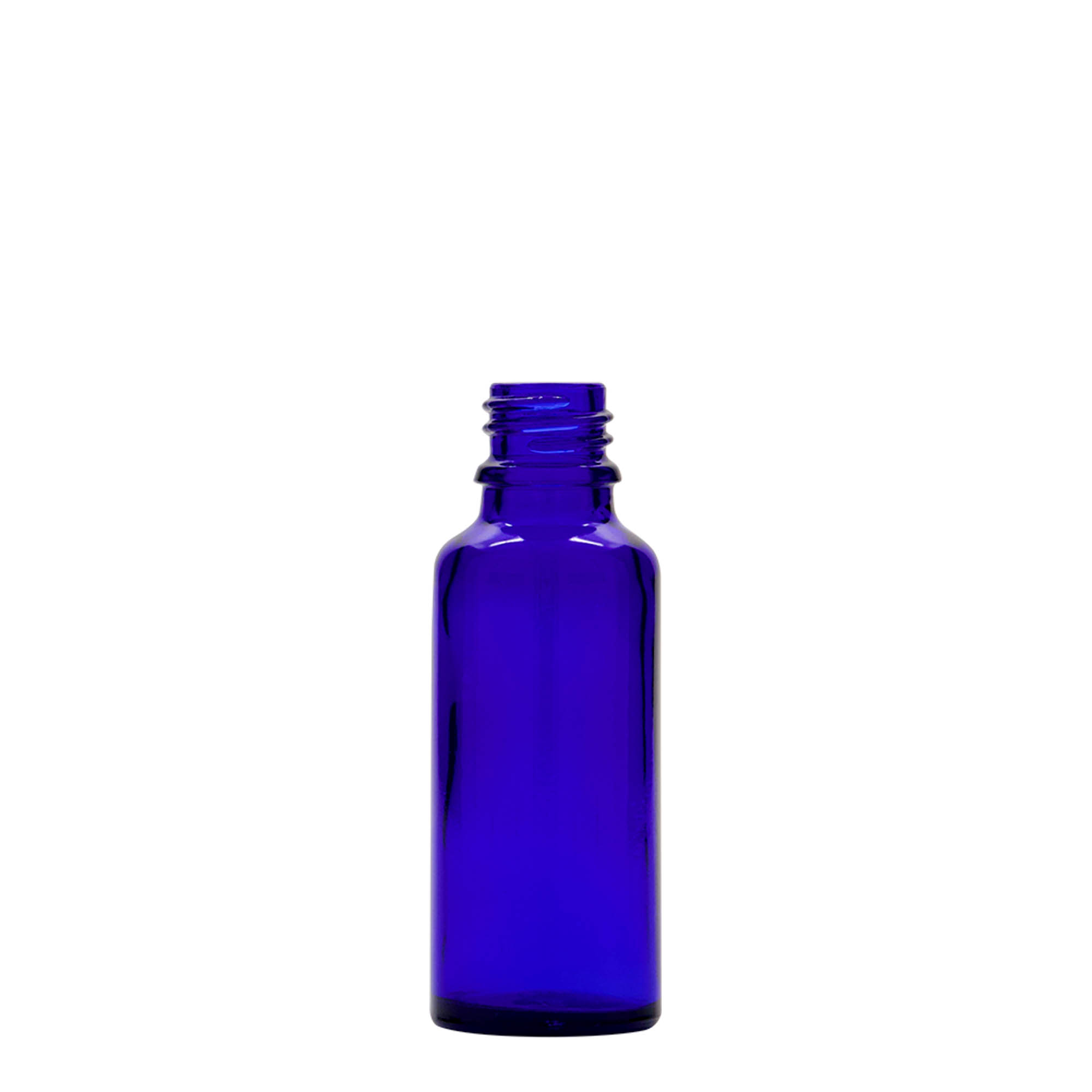 30 ml tilguti pudel meditsiiniks, klaas, kuninglik sinine-punane, suuava: DIN 18