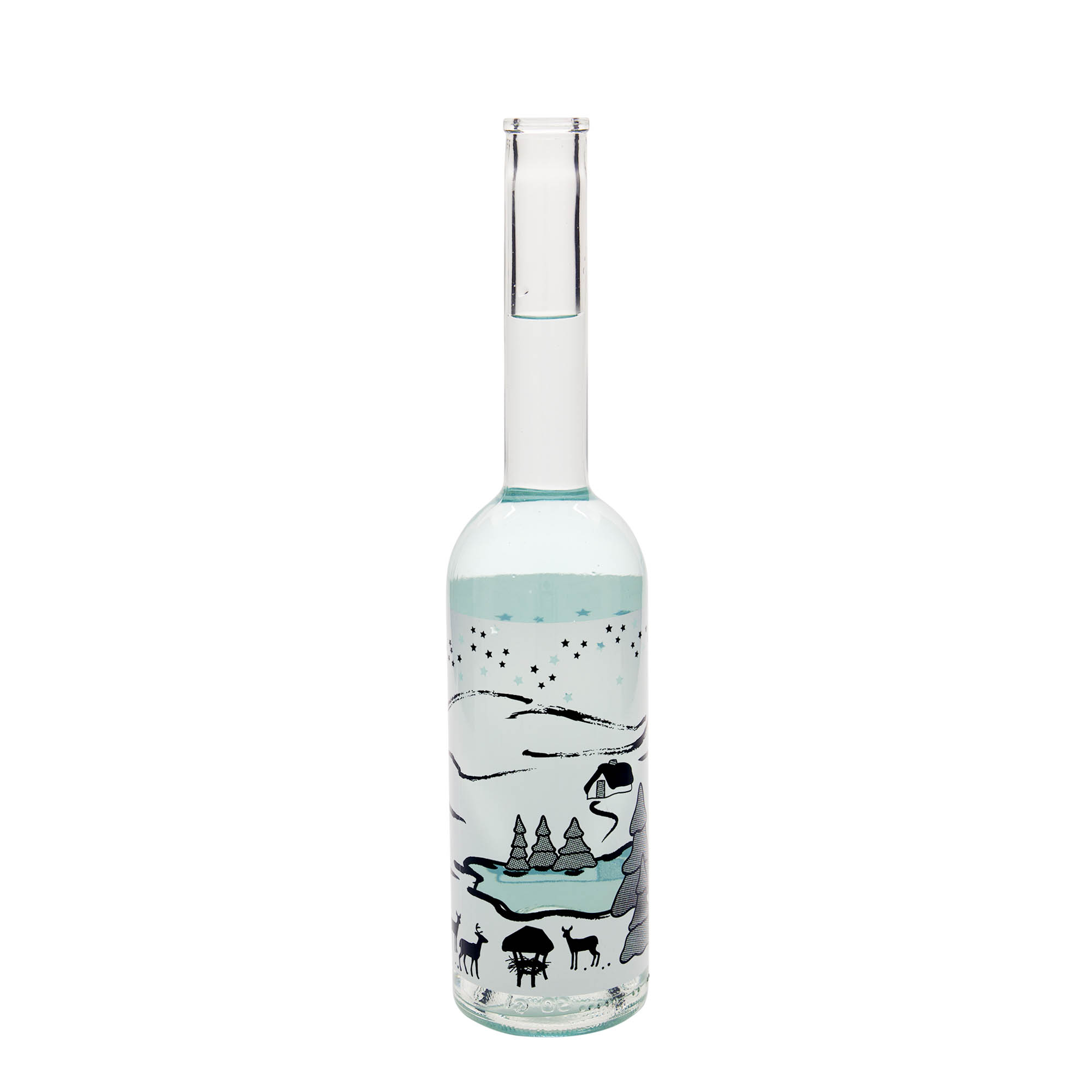 500 ml klaaspudel 'Opera', motiiv: Talveunistus-Bianco, suuava: kork