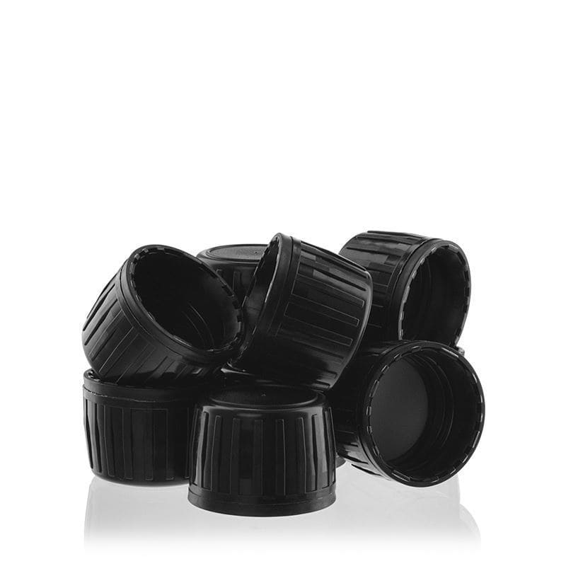 Kruvikork originaalsus, PP-plast, must, avamiseks: DIN 28