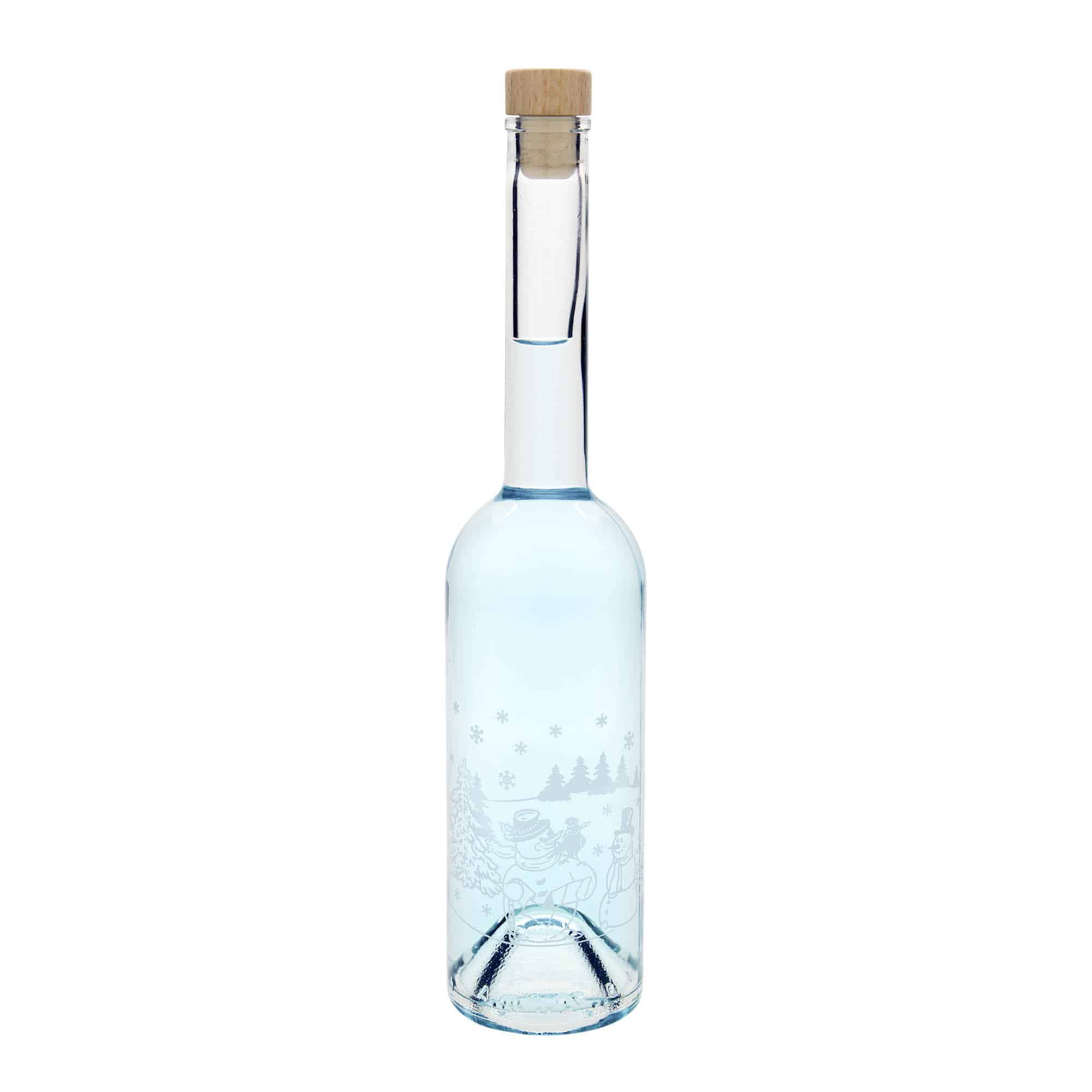 500 ml klaaspudel 'Opera', motiiv: lumememmedega pudel, sulgur: kork