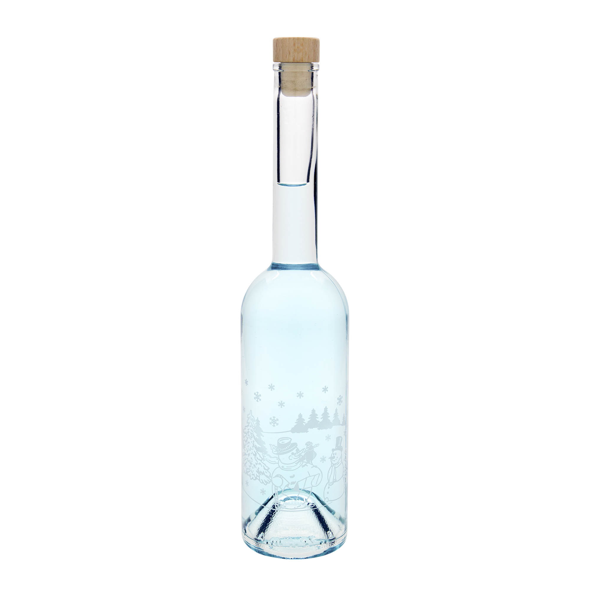 500 ml klaaspudel 'Opera', motiiv: lumememmipudel, kael: kork