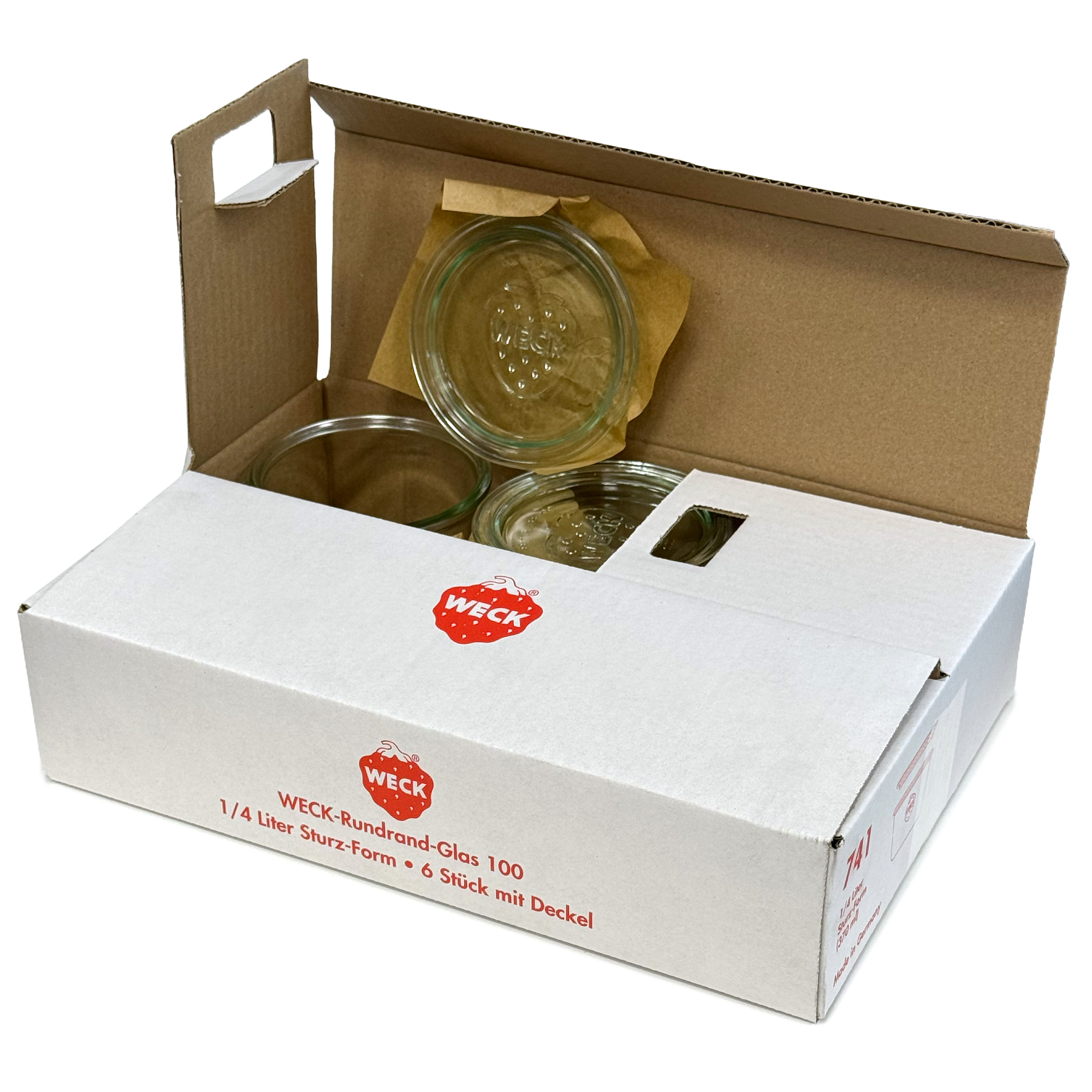 6x 370 ml WECK-klaaspurk klaaskaanega RR 100