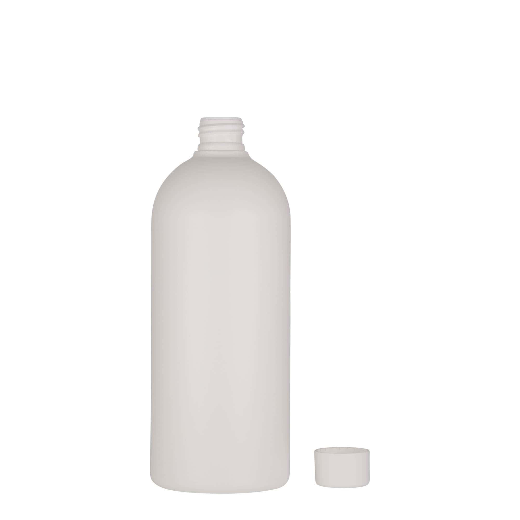 500 ml plastpudel 'Tuffy', HDPE, valge, sulgur:  24/410