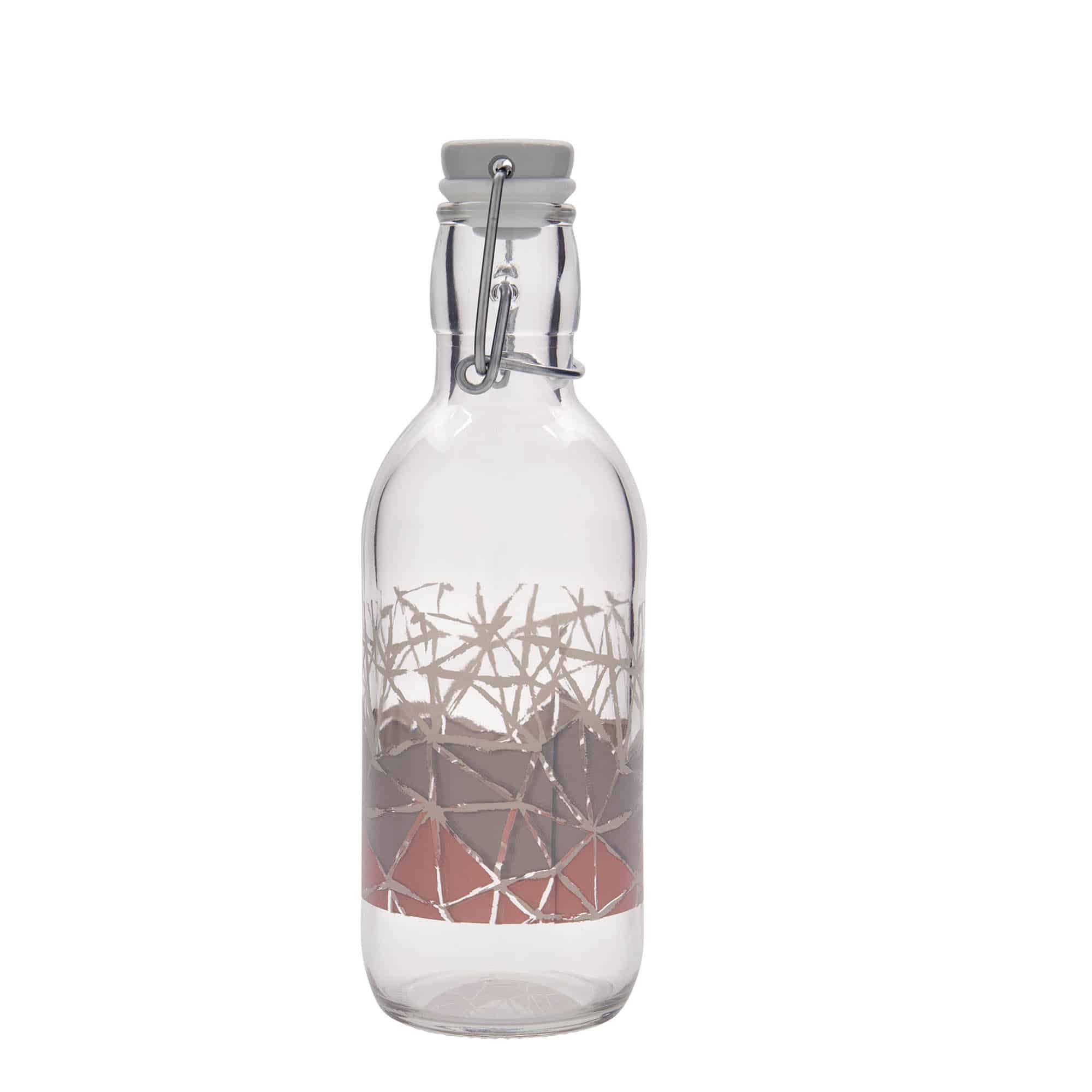 500 ml klaaspudel 'Emilia', motiiv: Manolibera rosa, sulgur: traatkork