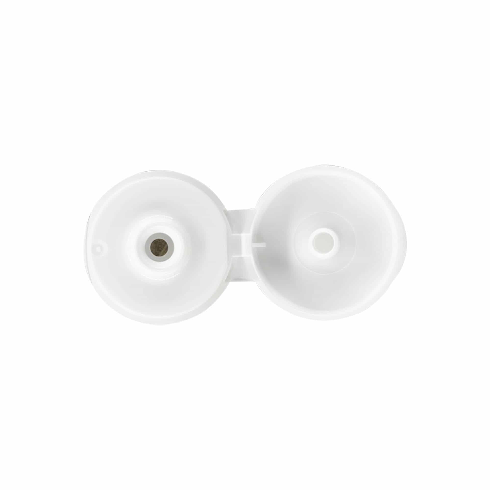 Keeratav kork hingedega, valge PP-plastik, suuavale: 24/410