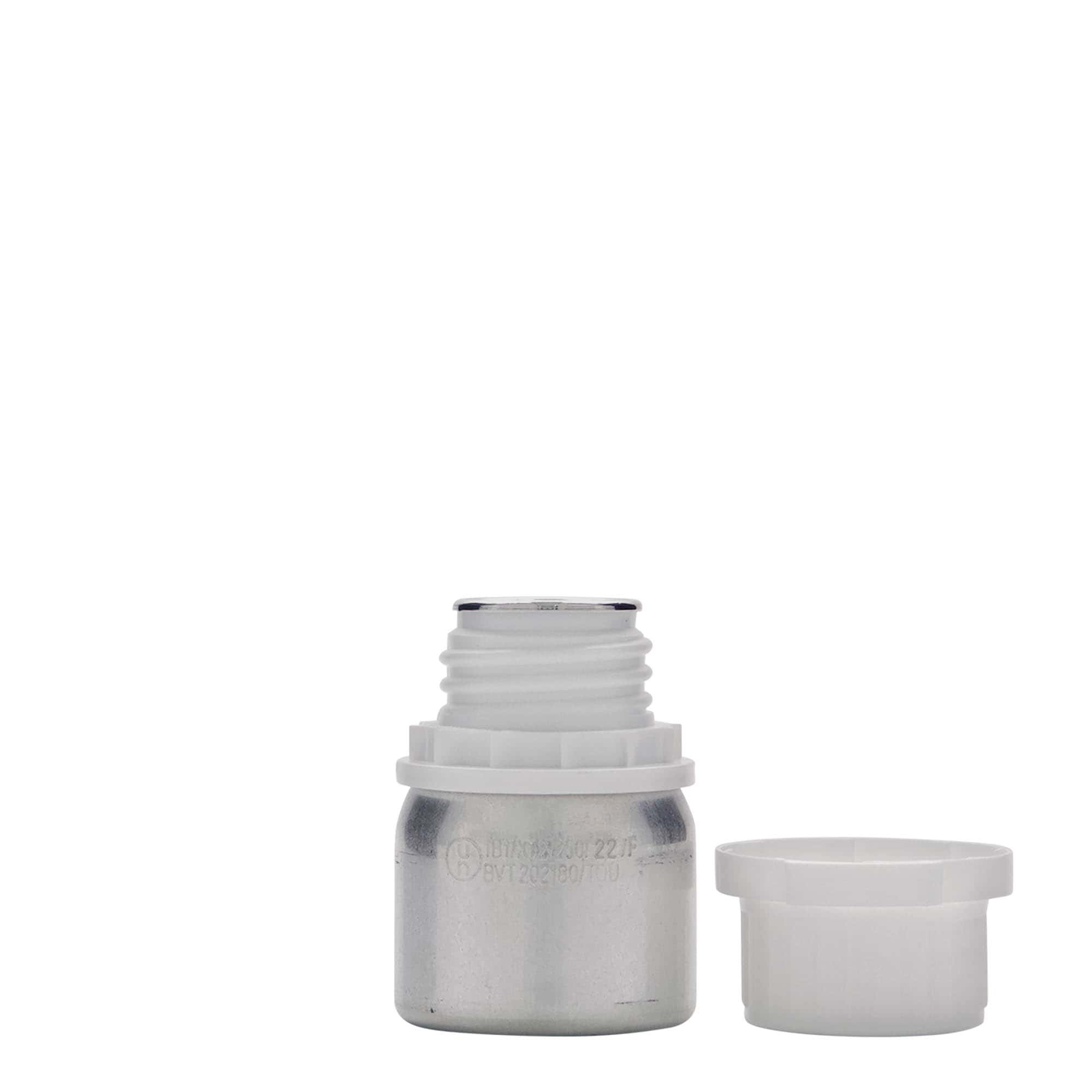 50 ml alumiiniumflakon, metall, hõbedane, suuava: DIN 32