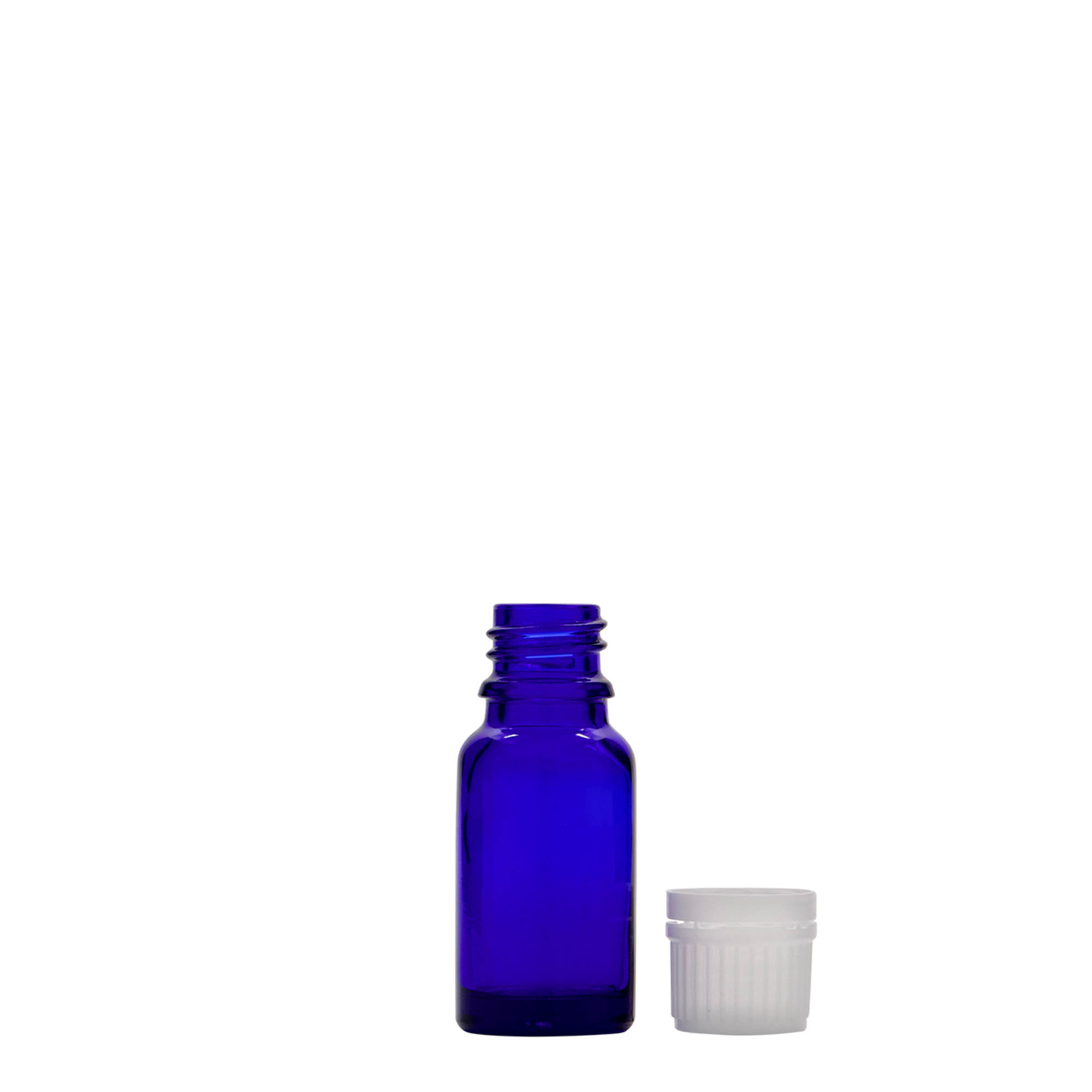 10 ml meditsiini pudel, klaas, kuninglik sinine, suuava: DIN 18