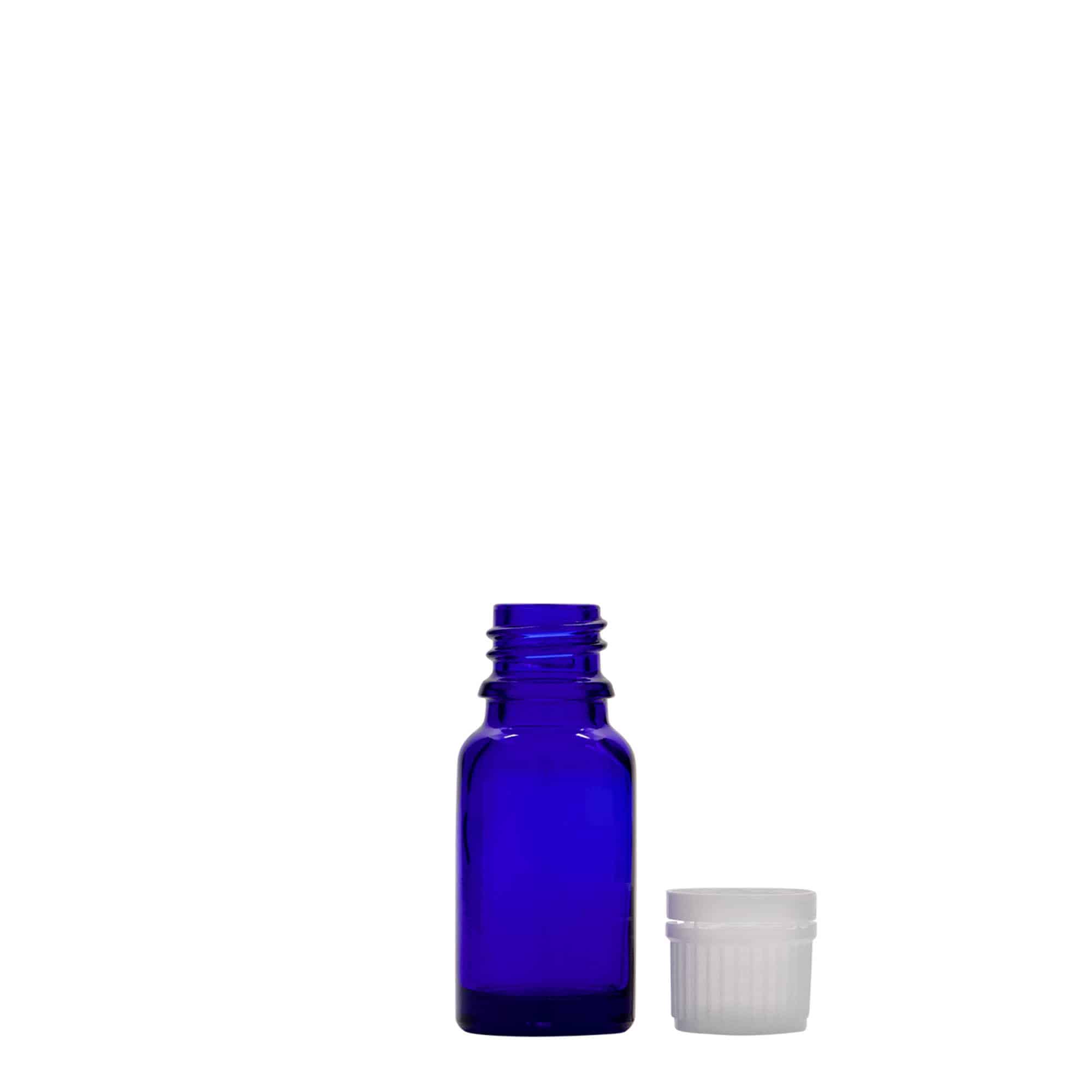 10 ml meditsiini pudel, klaas, kuninglik sinine, suuava: DIN 18