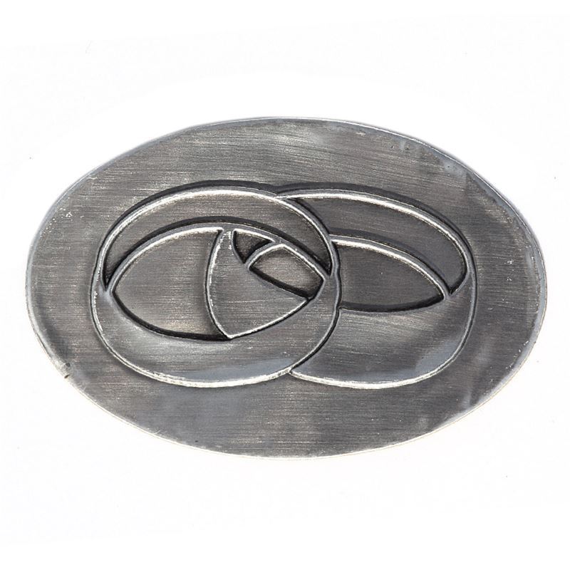 Tin silti 'Võrusõrmused', ovaalne, metall, hõbedane Tin silti 'Võrusõrmused', ovaalne, metall, hõbedane