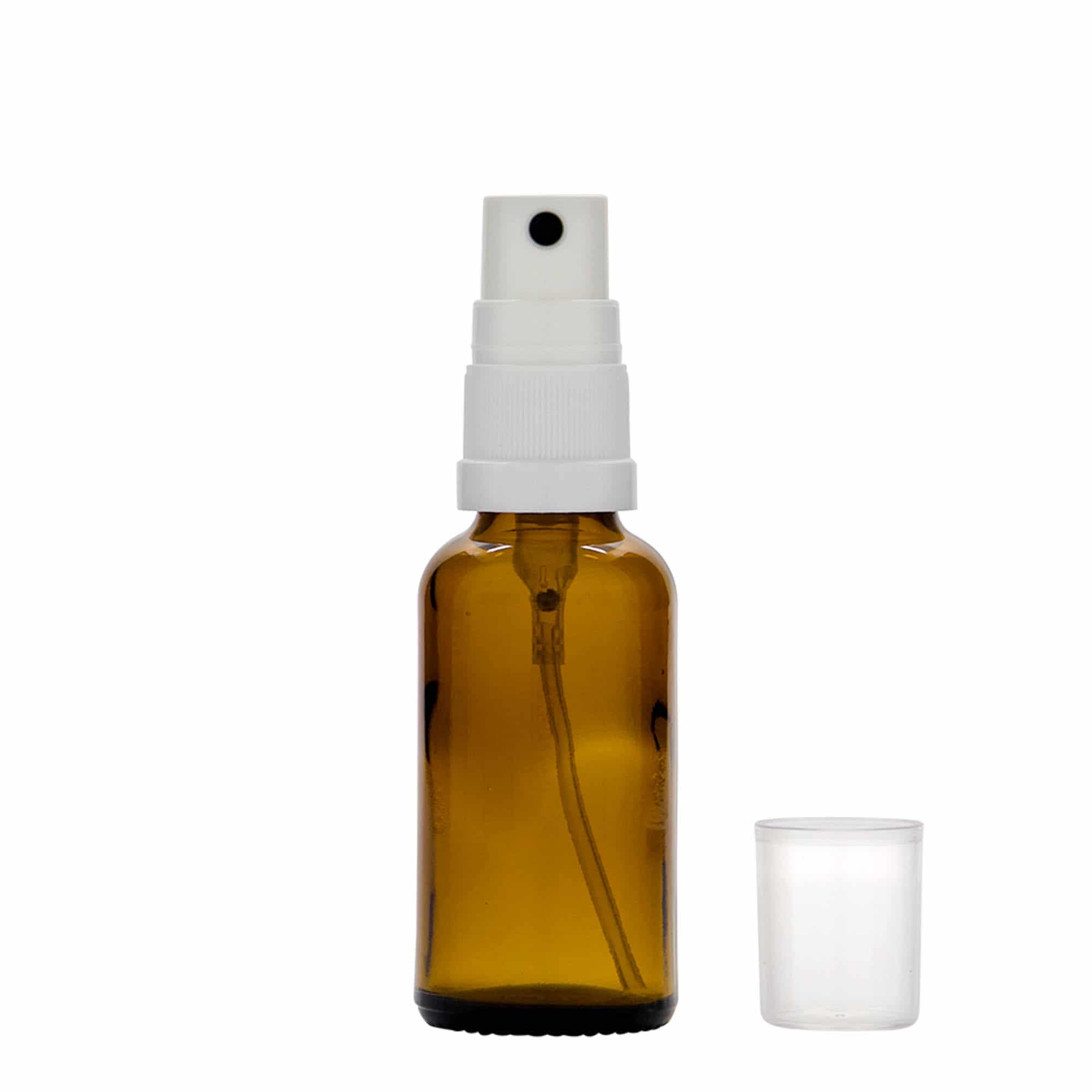 30 ml ravimi pihustuspudel, klaas, pruun, sulgur: DIN 18