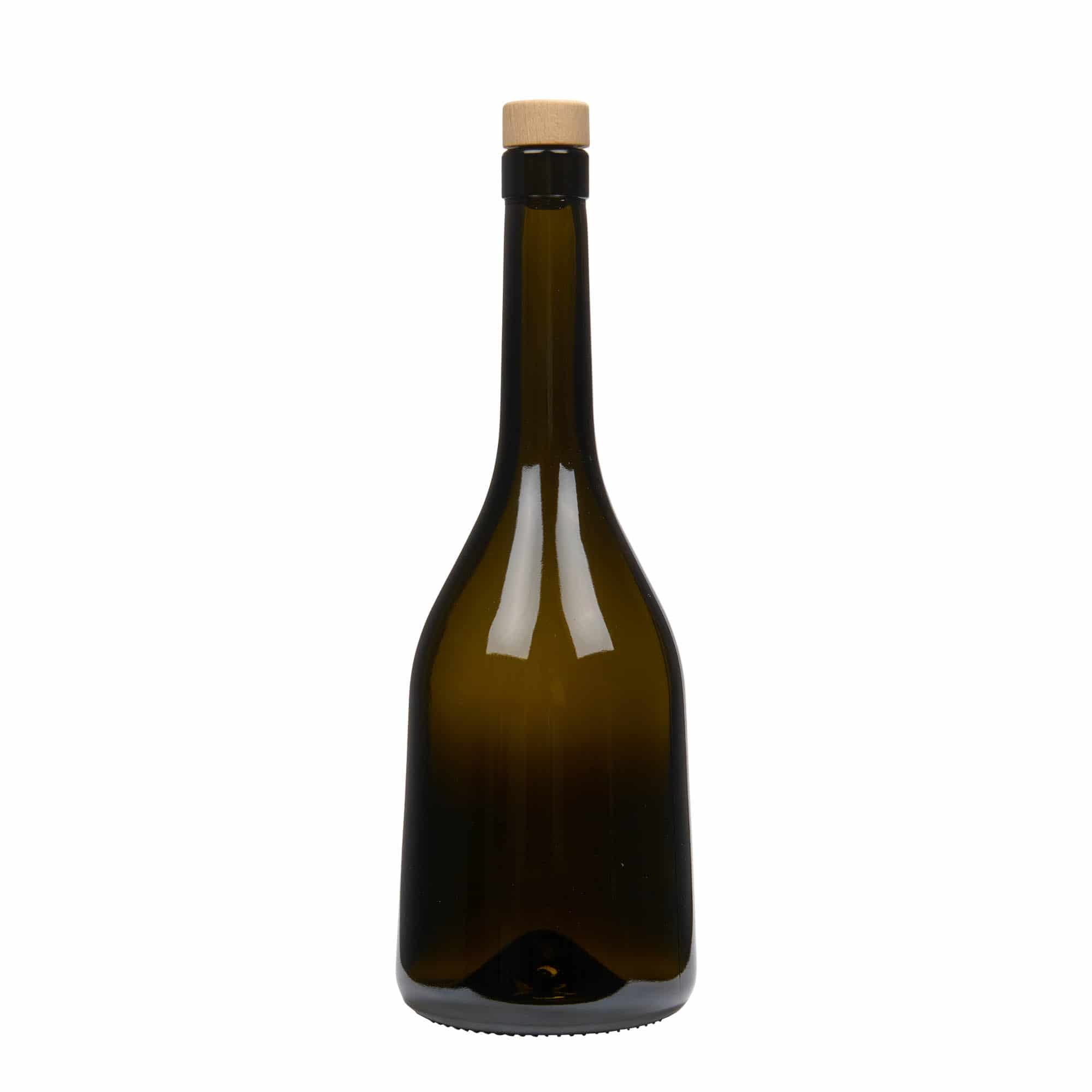 750 ml klaaspudel 'Rustica', antiikroheline, sulgur: kork