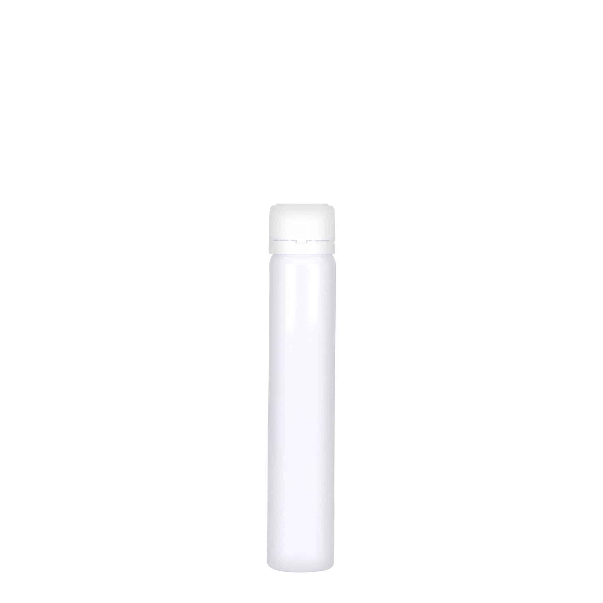 25 ml PET-torukesed, plastik, valge, avale: keeratava korkiga