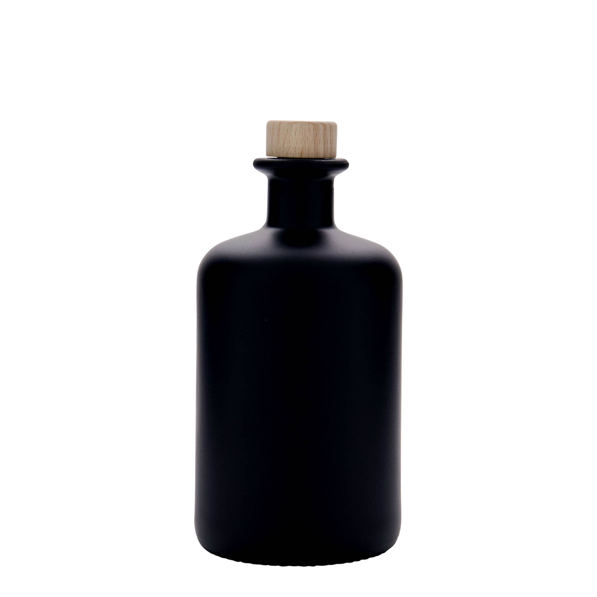 500 ml klaasist apteegipudel, must, sulgur: kork