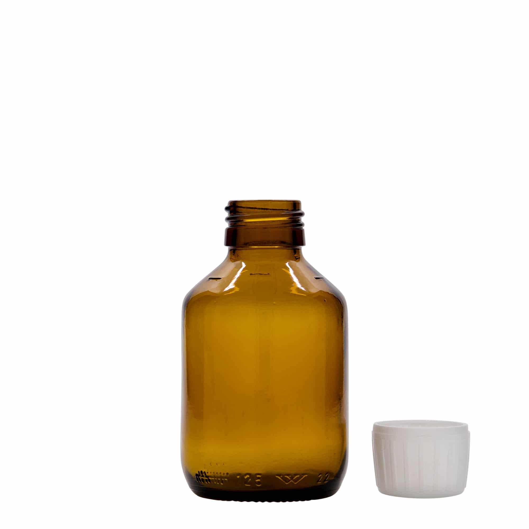 125 ml meditsiinipudel, pruun, klaas, suuava: PP 28