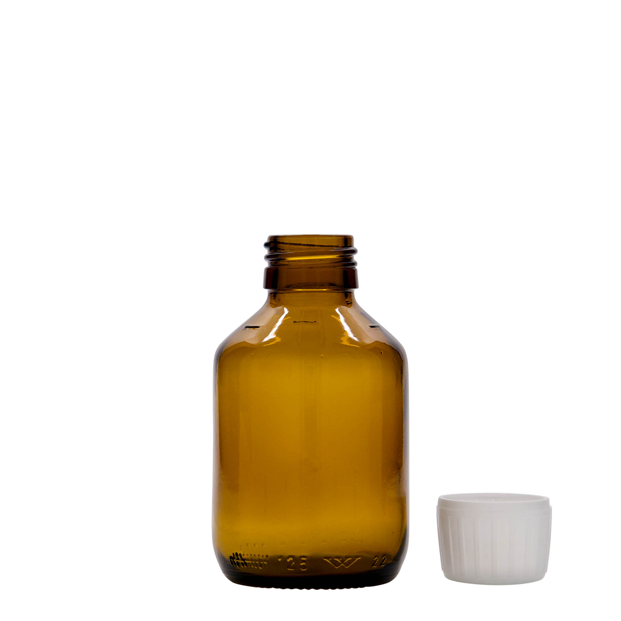 125 ml meditsiinipudel, pruun, klaas, suuava: PP 28
