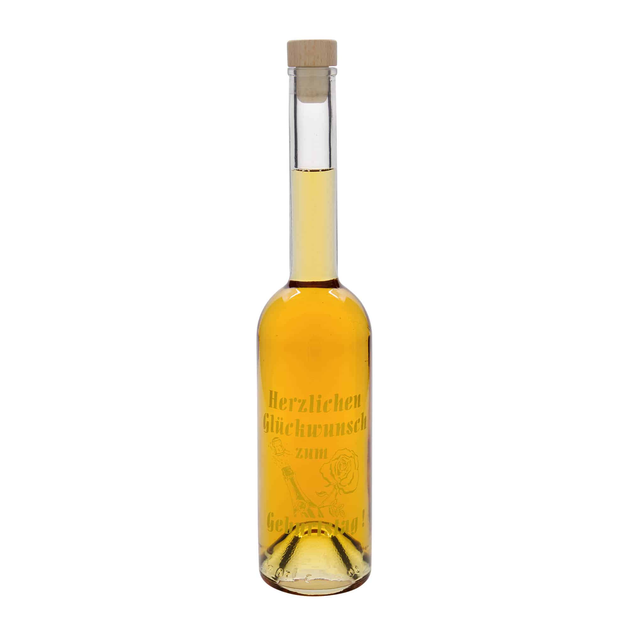 500 ml klaaspudel „Opera“, motiiv: sünnipäevapudel, avale: kork