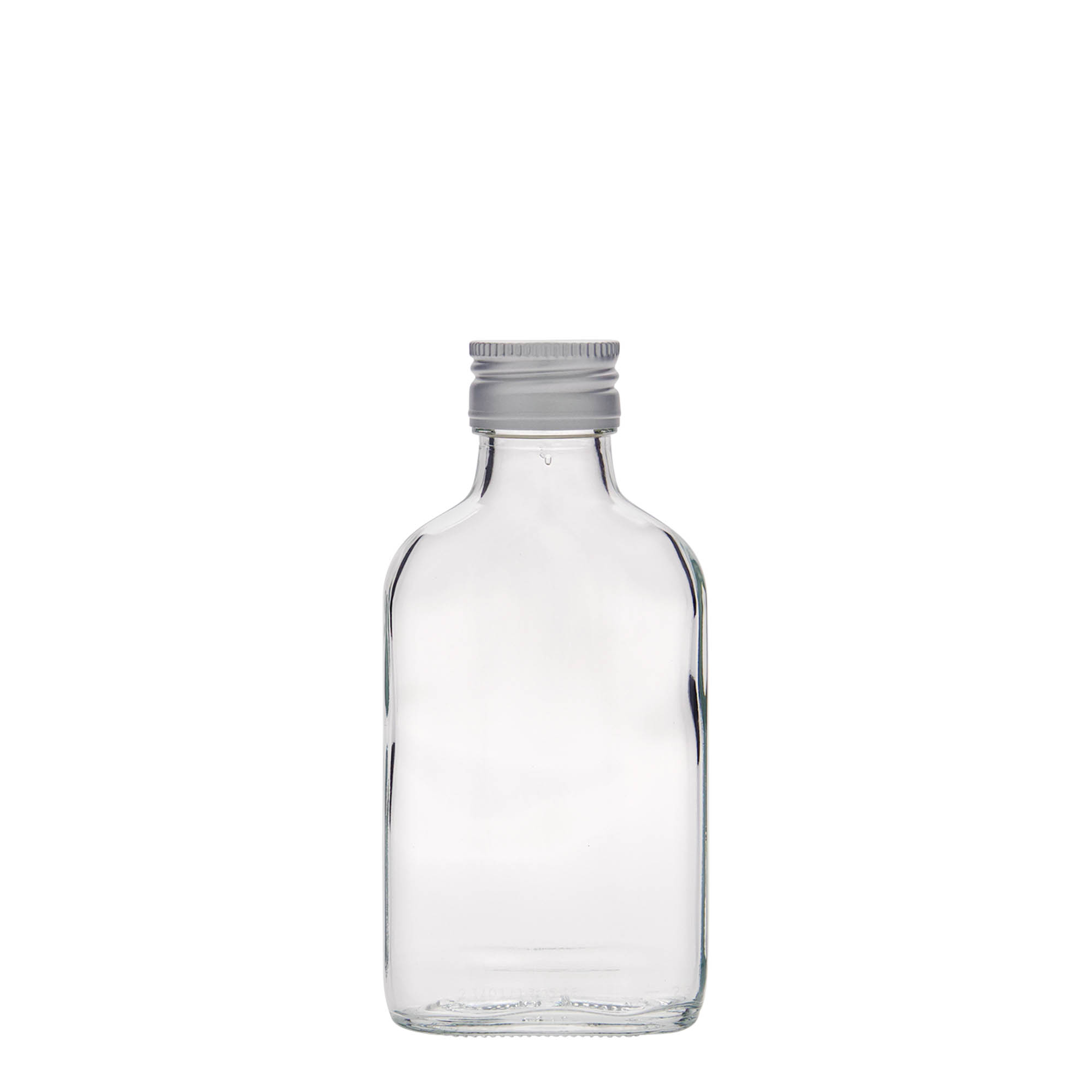 100 ml taskupudel, ristkülikukujuline, klaas, ava: PP 28 100 ml taskupudel, ristkülikukujuline, klaas, ava: PP 28
