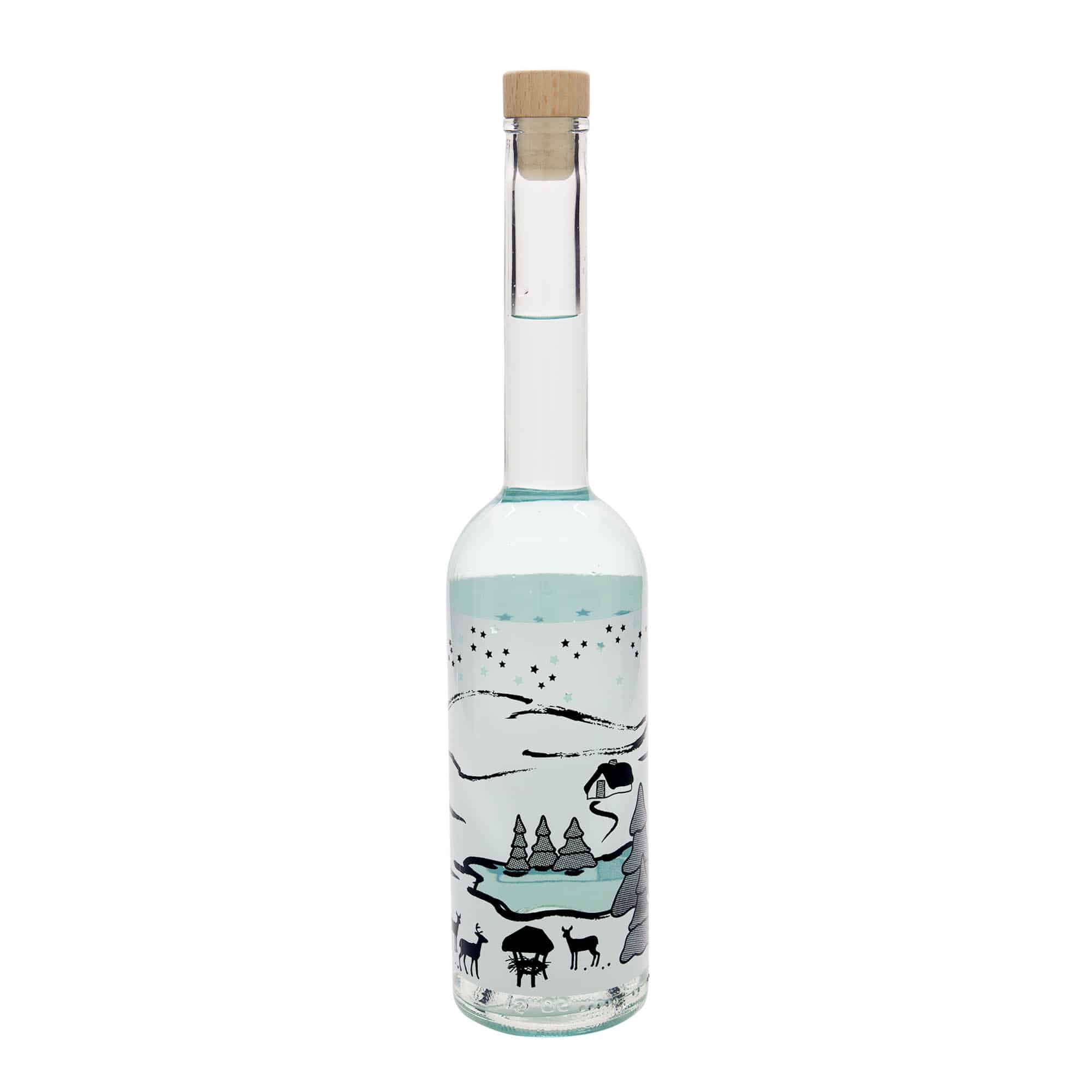 500 ml klaaspudel 'Opera', motiiv: Bianco talveunistus, sulgur: kork