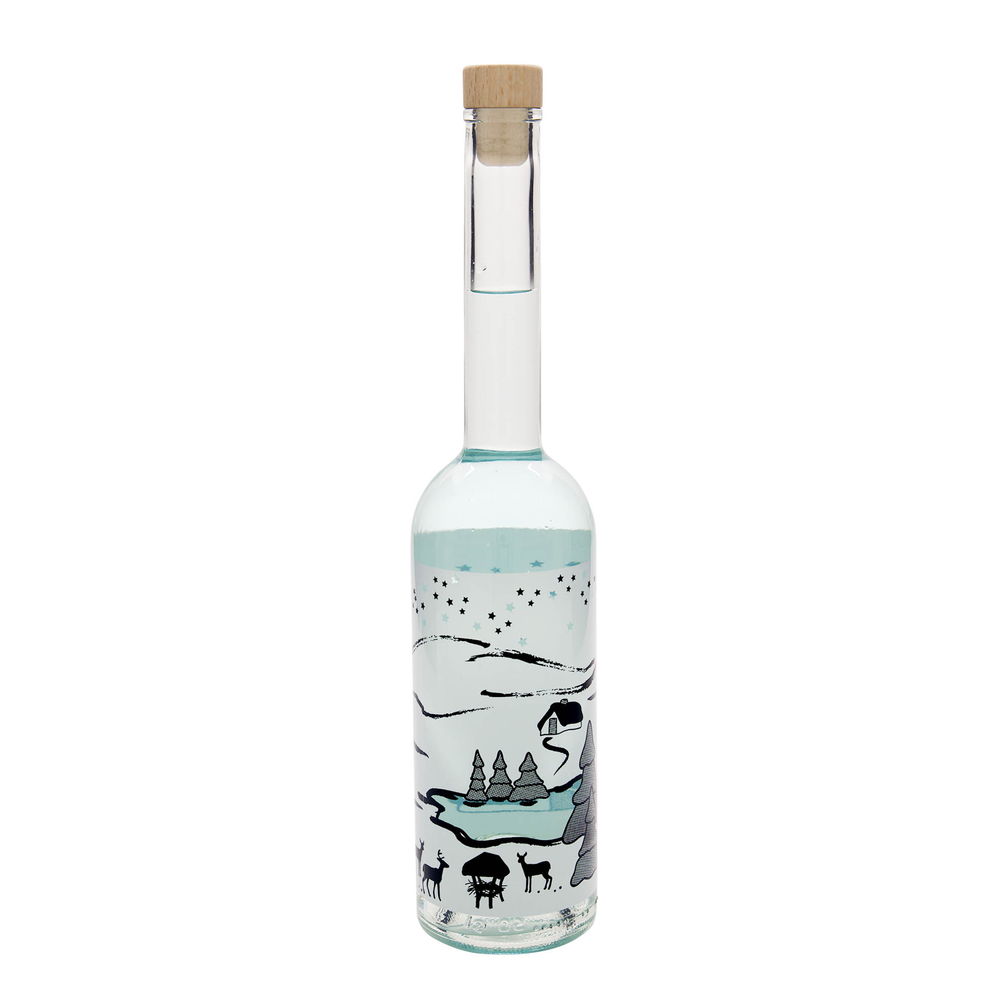 500 ml klaaspudel 'Opera', motiiv: Talveunistus-Bianco, suuava: kork